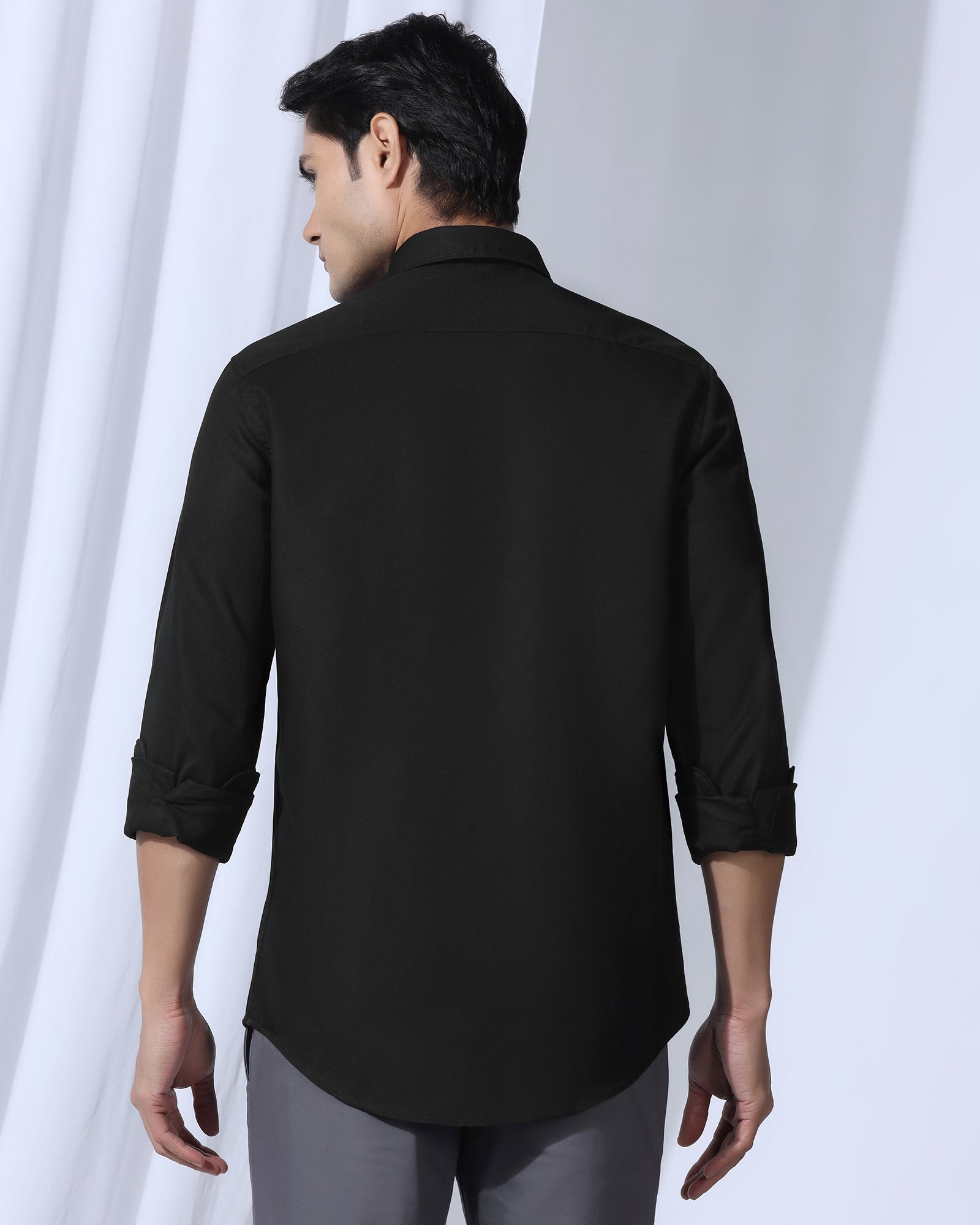 Casual Black Textured Shirt - Caty