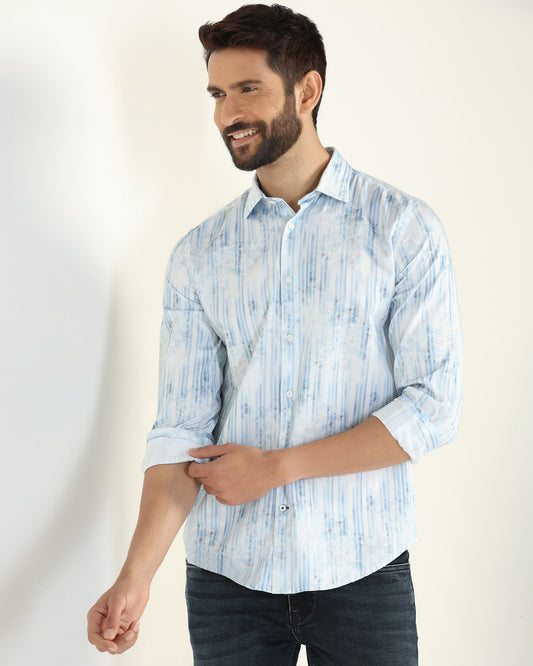 Casual Blue Printed Shirt - Pacom