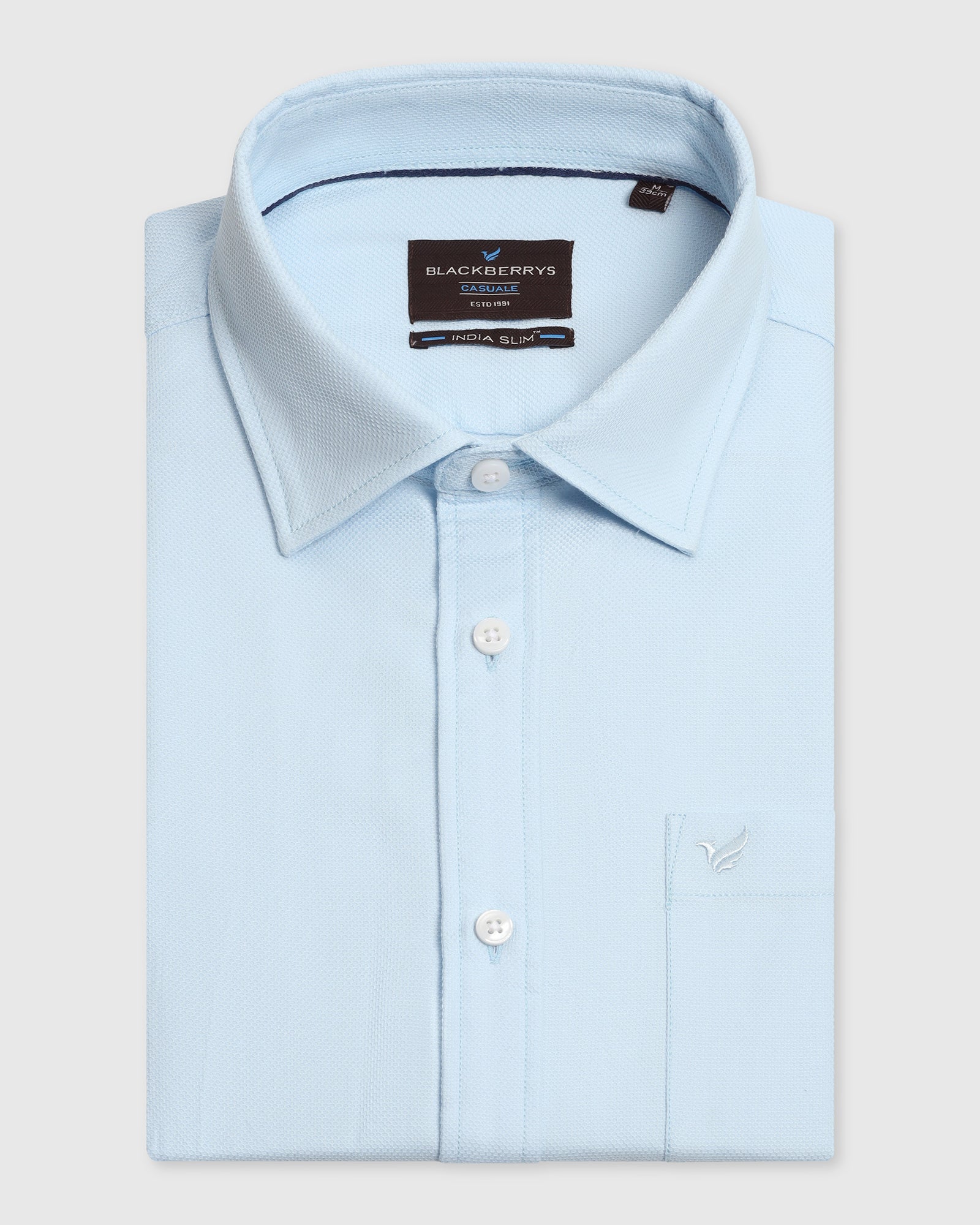 Casual Light Blue Textured Shirt - Caty