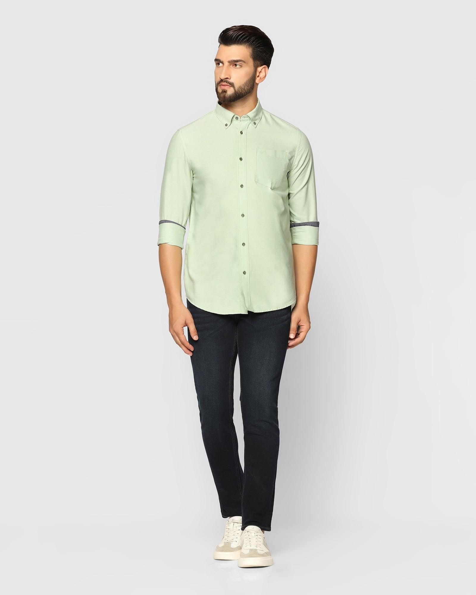Casual Light Green Solid Shirt - Tonic - Blackberrys