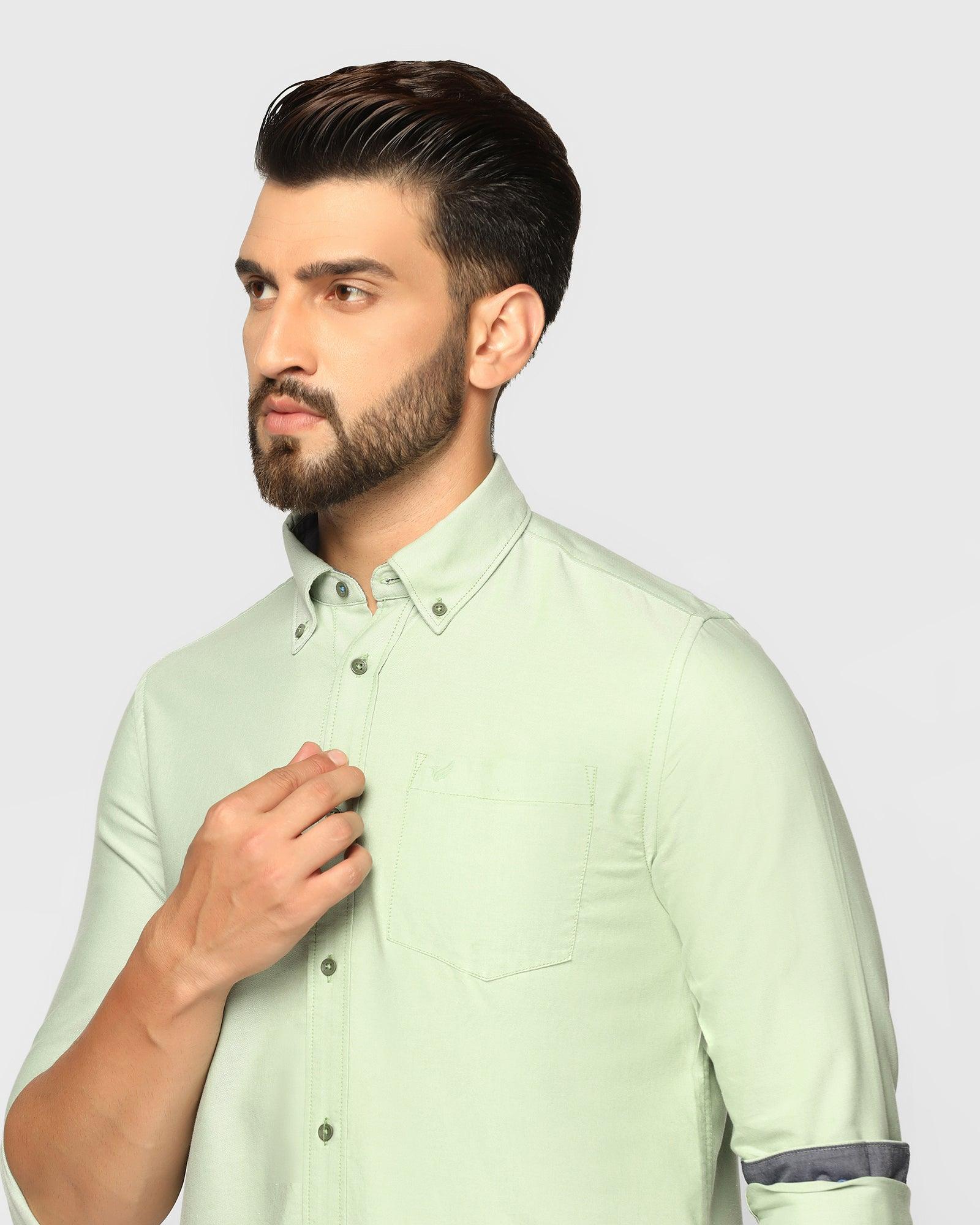 Casual Light Green Solid Shirt - Tonic - Blackberrys
