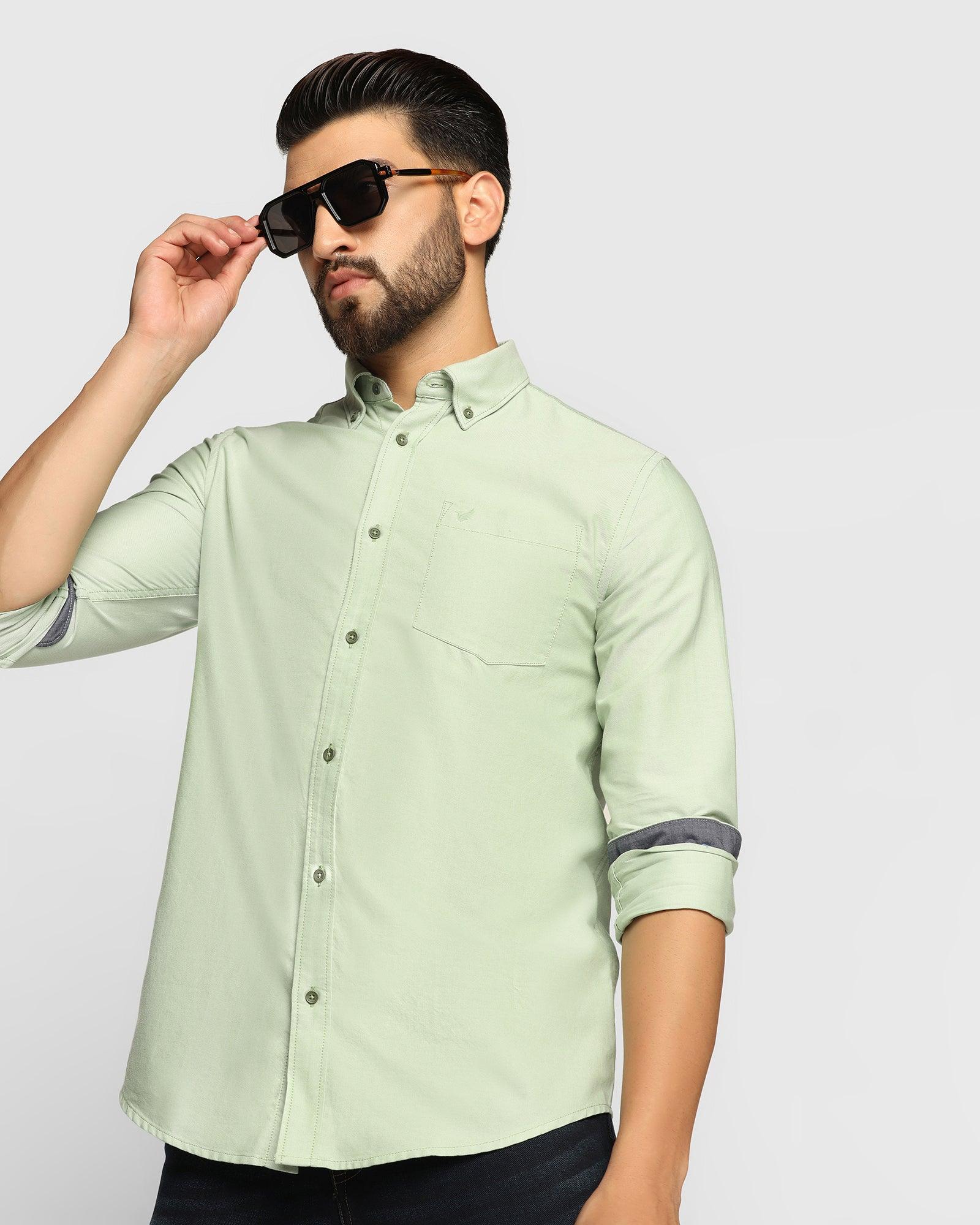 Casual Light Green Solid Shirt - Tonic - Blackberrys