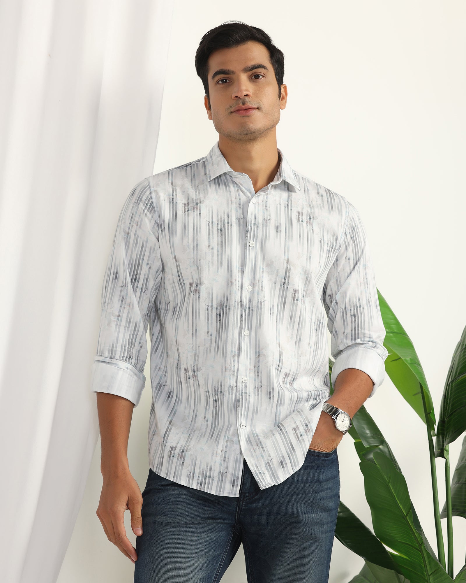 Casual White Printed Shirt - Pacom
