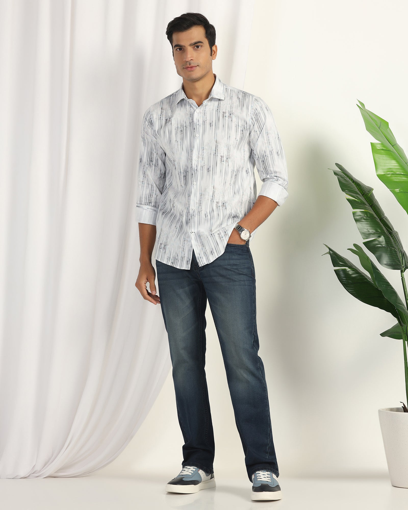 Casual White Printed Shirt - Pacom