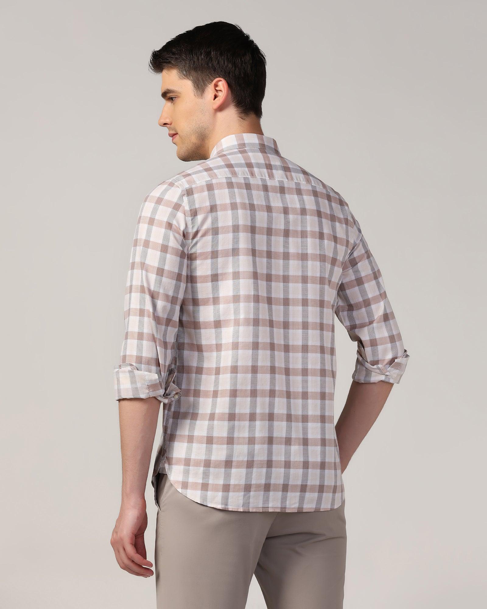 Casual Beige Check Shirt - Autumn - Blackberrys