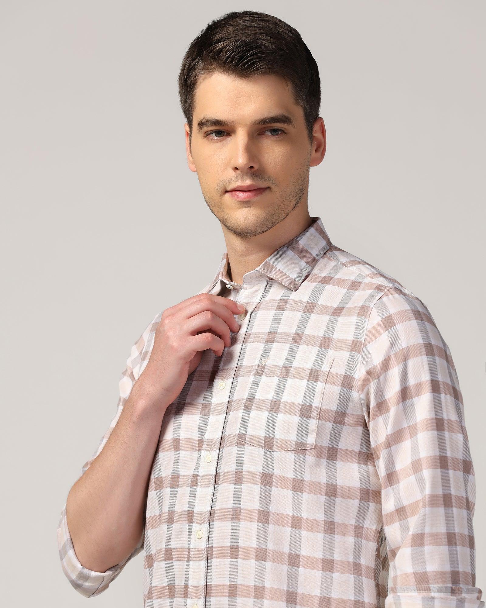 Casual Beige Check Shirt - Autumn - Blackberrys
