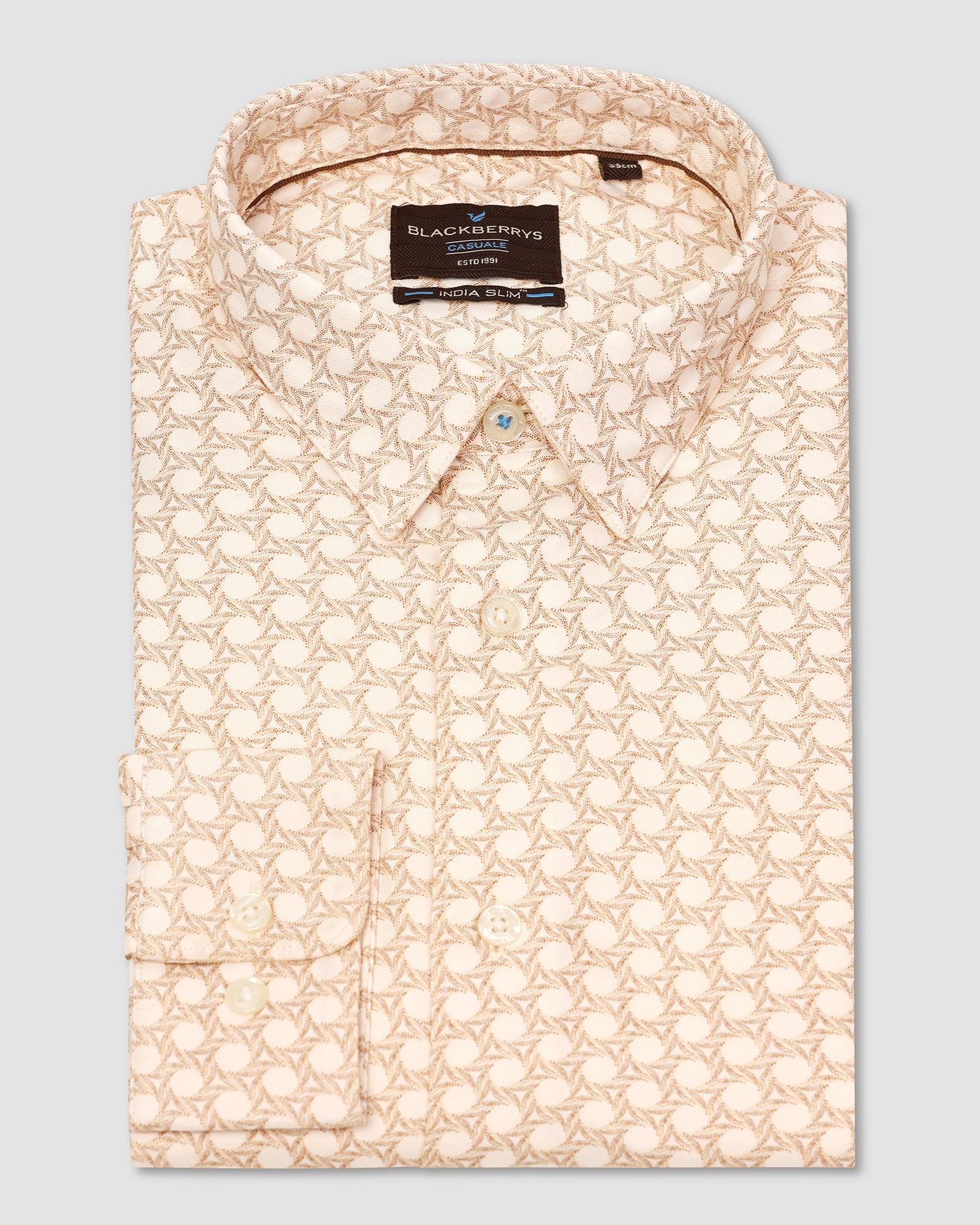 Casual Beige Printed Shirt - Maken - Blackberrys