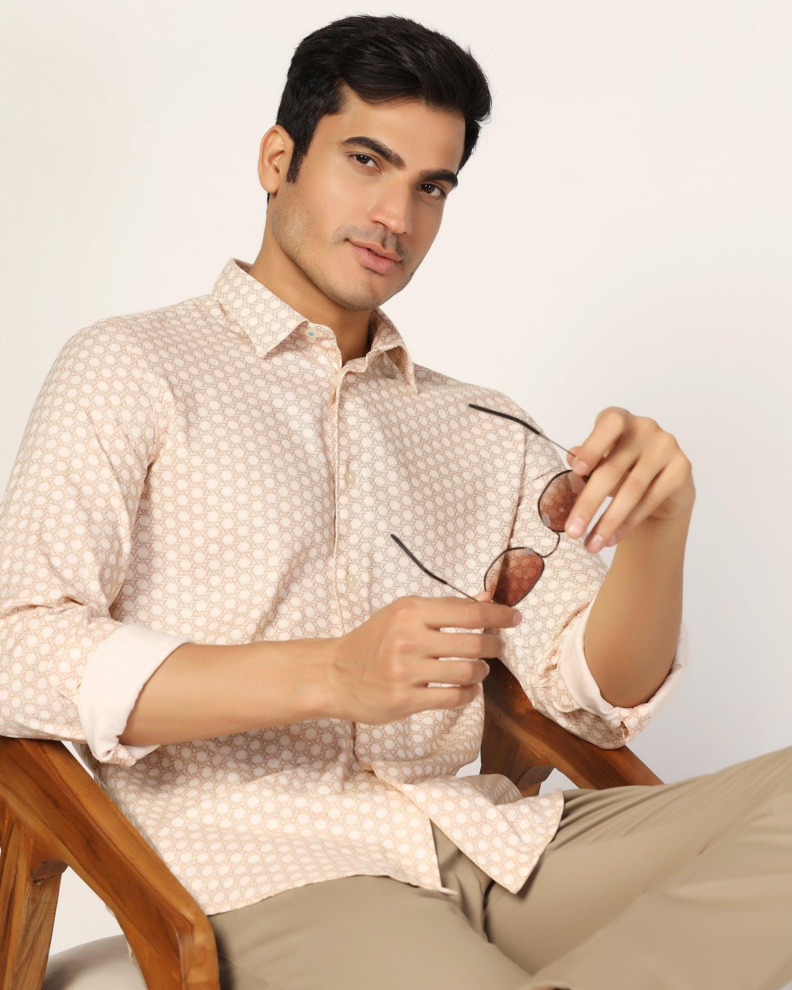 Casual Beige Printed Shirt - Maken - Blackberrys