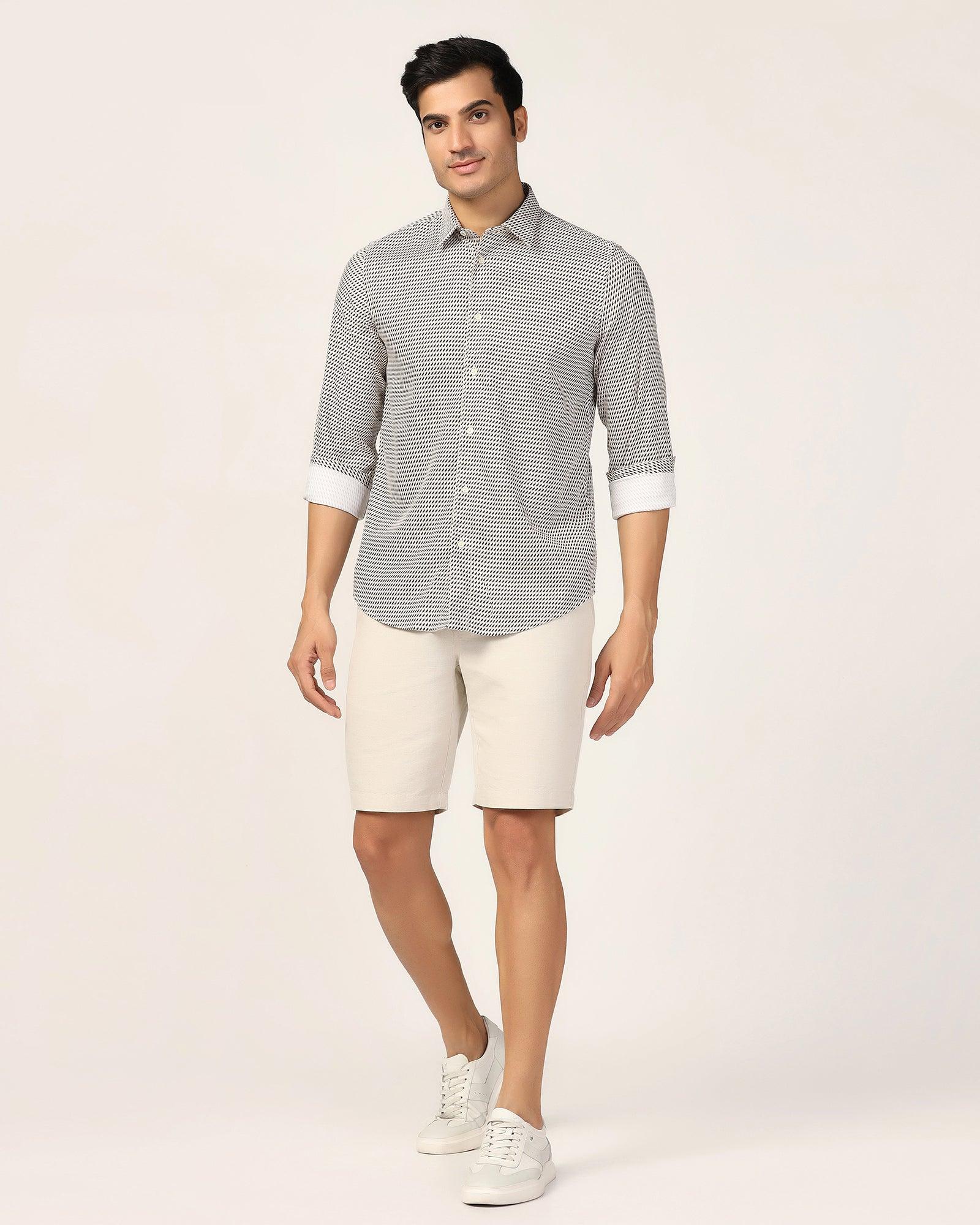 Casual Beige Printed Shirt - Silver - Blackberrys