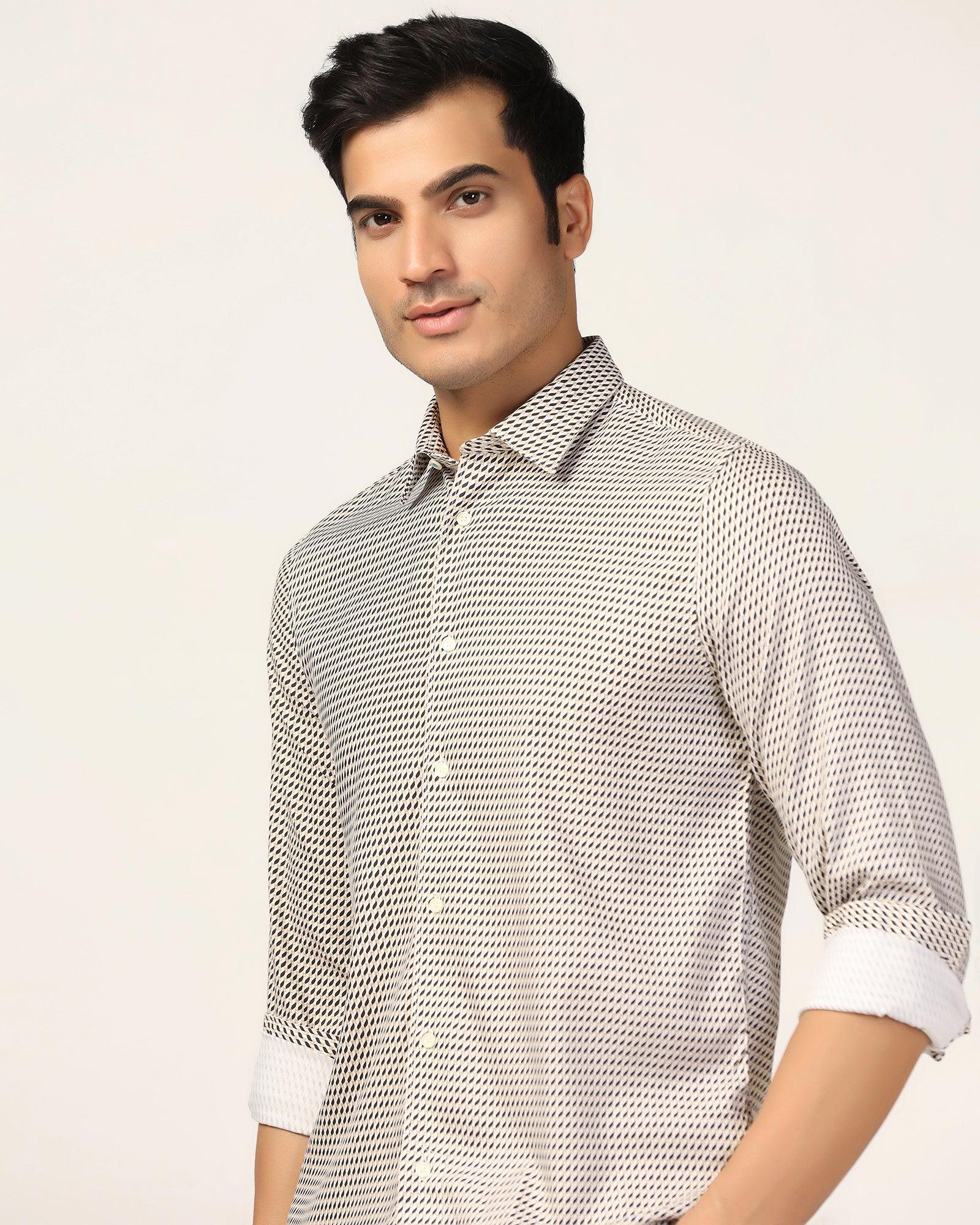 Casual Beige Printed Shirt - Silver - Blackberrys
