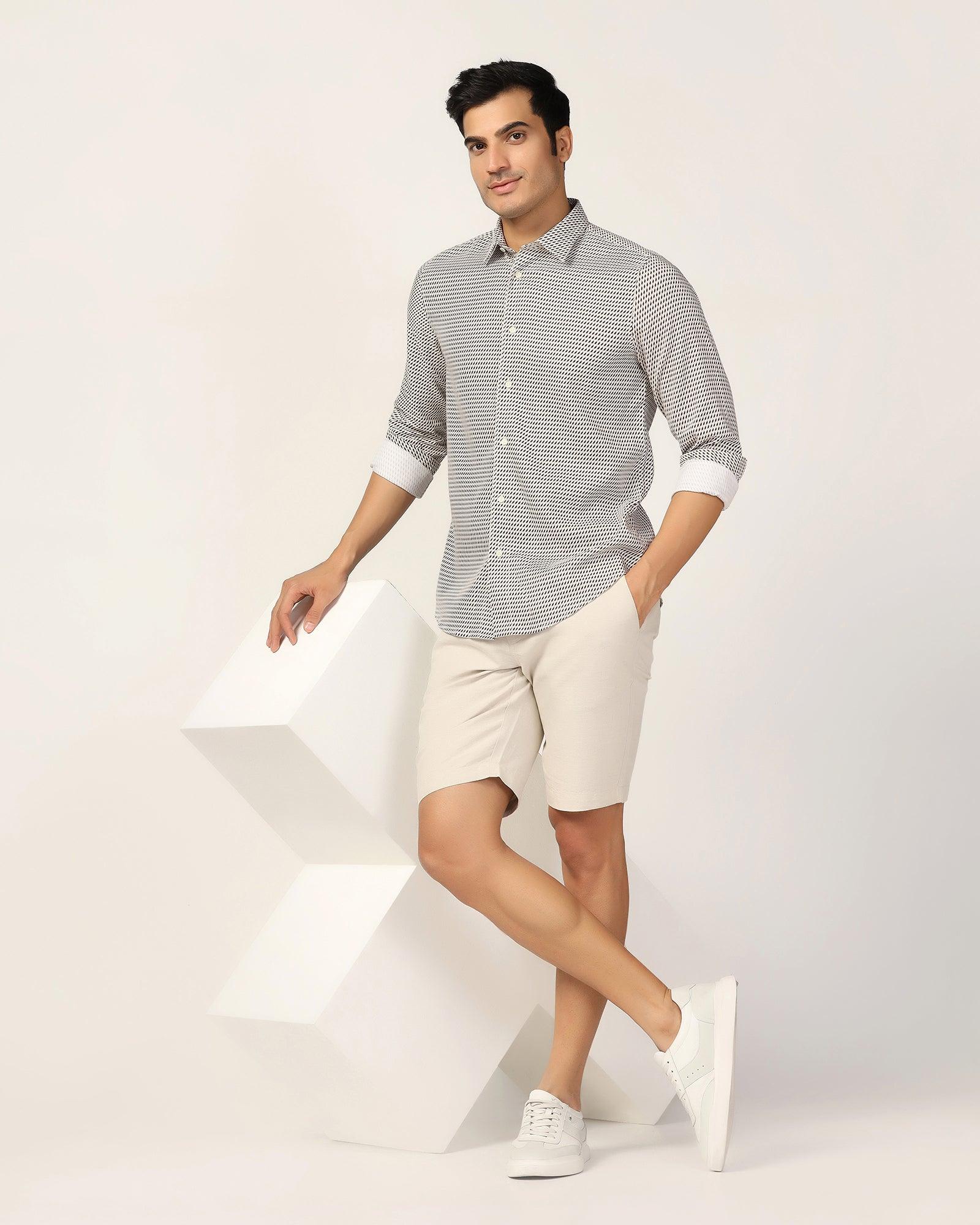 Casual Beige Printed Shirt - Silver - Blackberrys