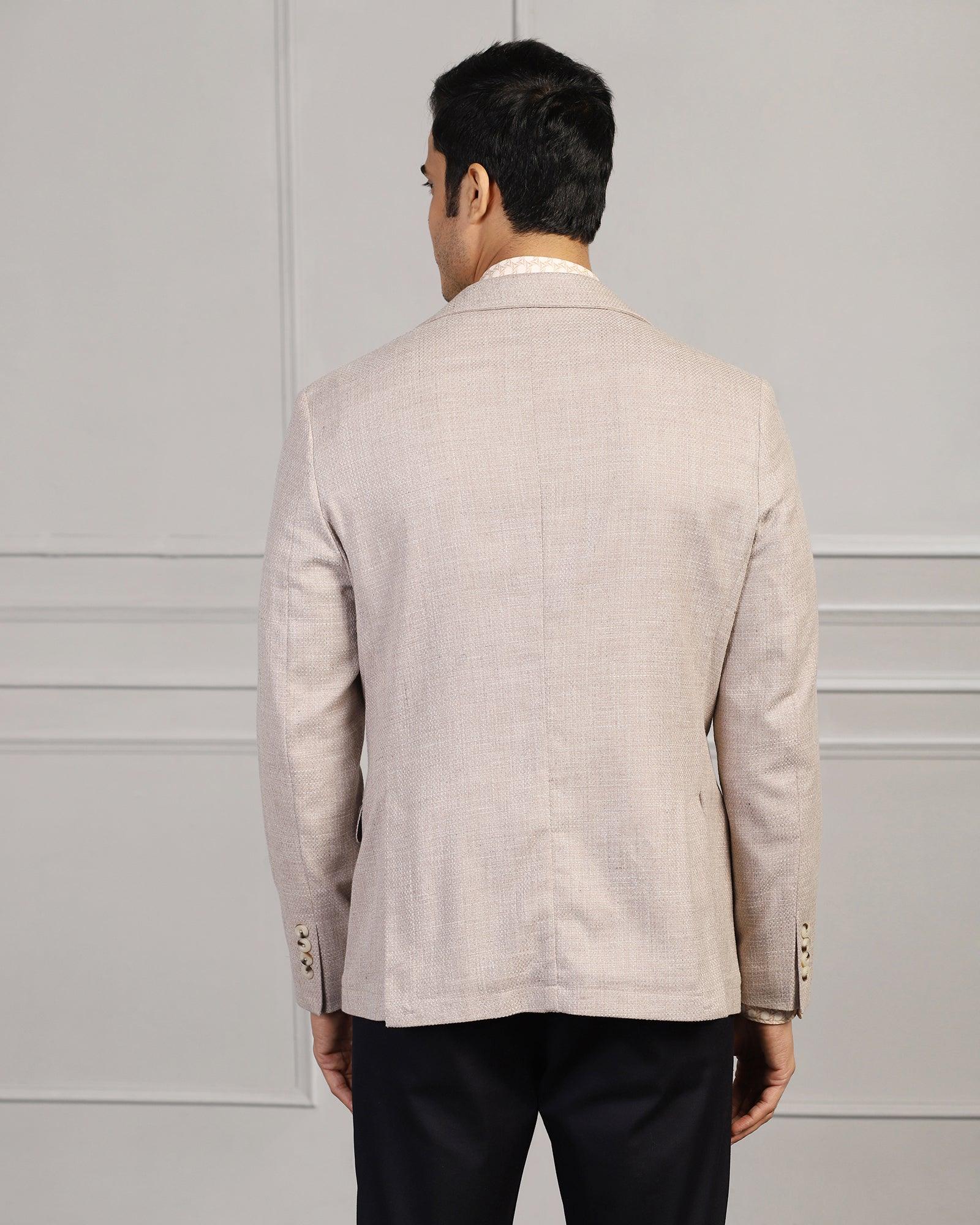 Casual Beige Textured Blazer - Astin - Blackberrys