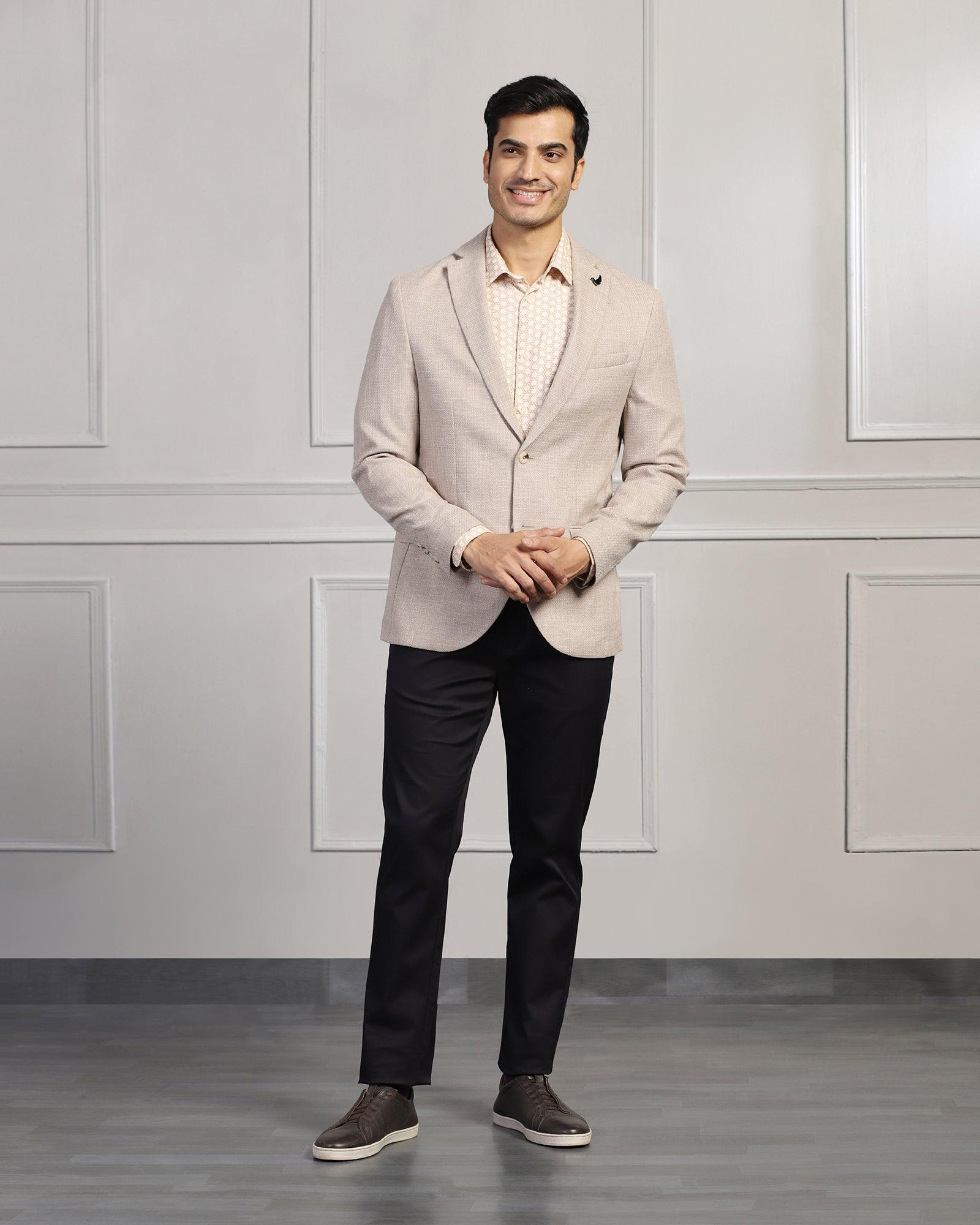 Casual Beige Textured Blazer - Astin - Blackberrys