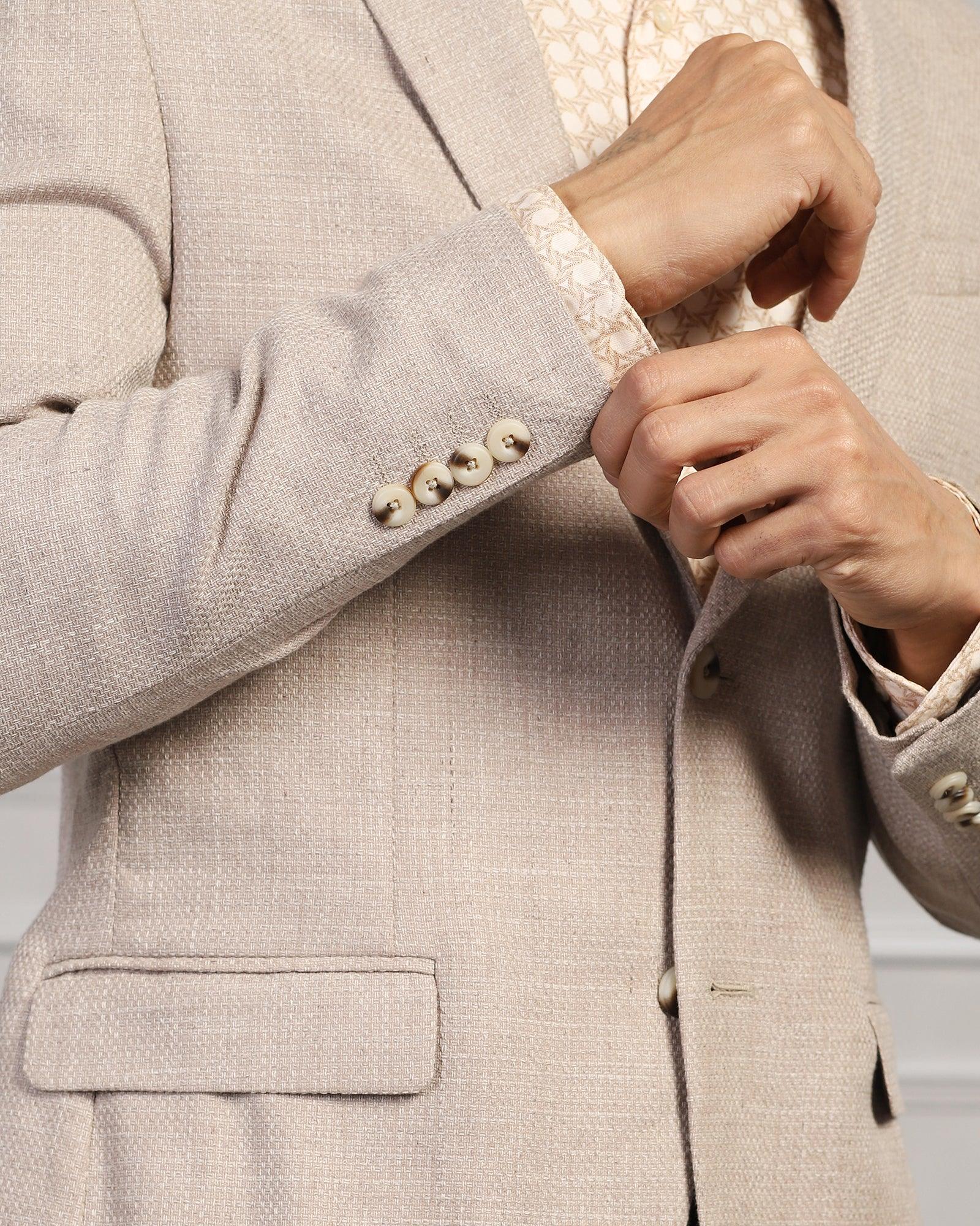 Casual Beige Textured Blazer - Astin - Blackberrys