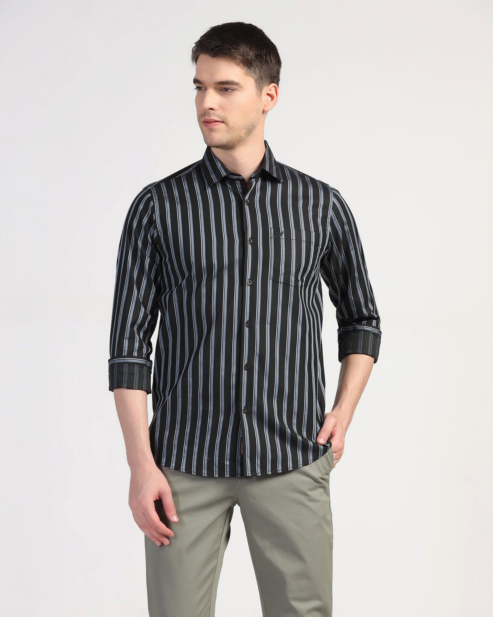Casual Black Stripe Shirt - Vegas - Blackberrys