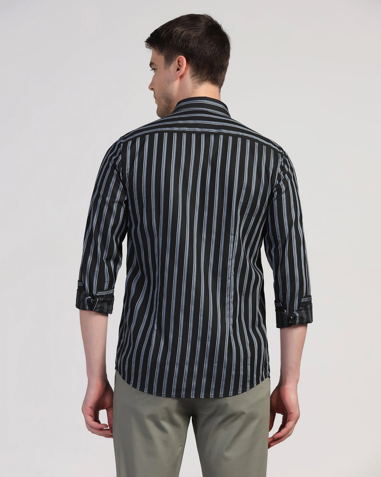 Casual Black Stripe Shirt - Vegas - Blackberrys