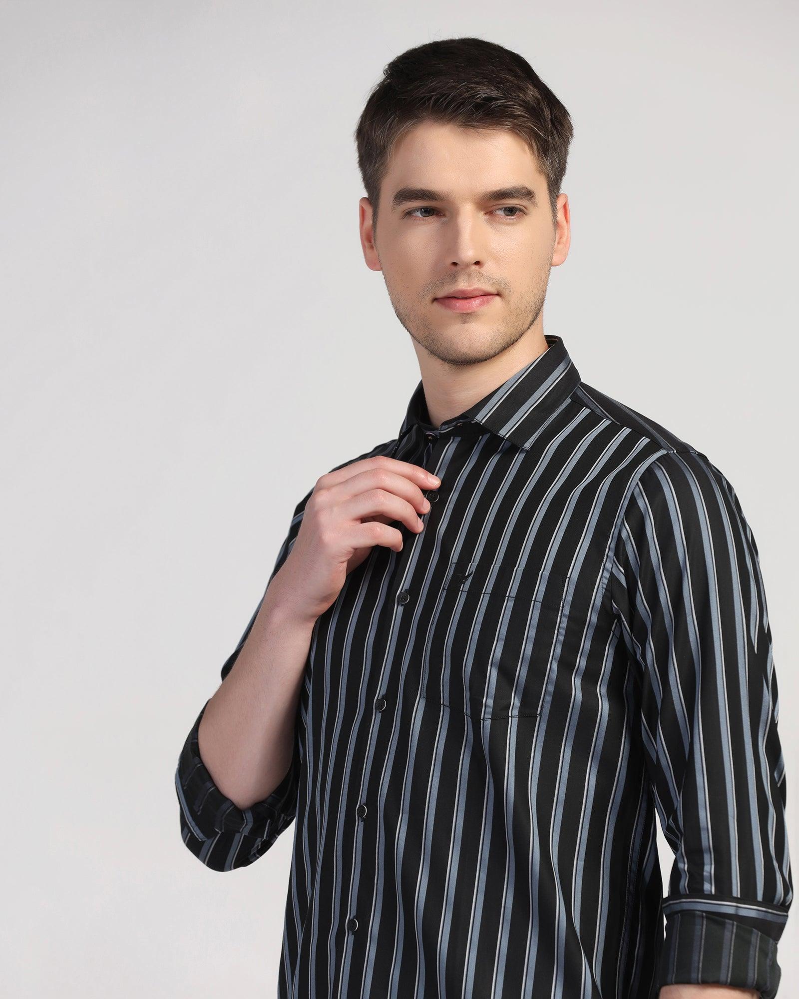 Casual Black Stripe Shirt - Vegas - Blackberrys