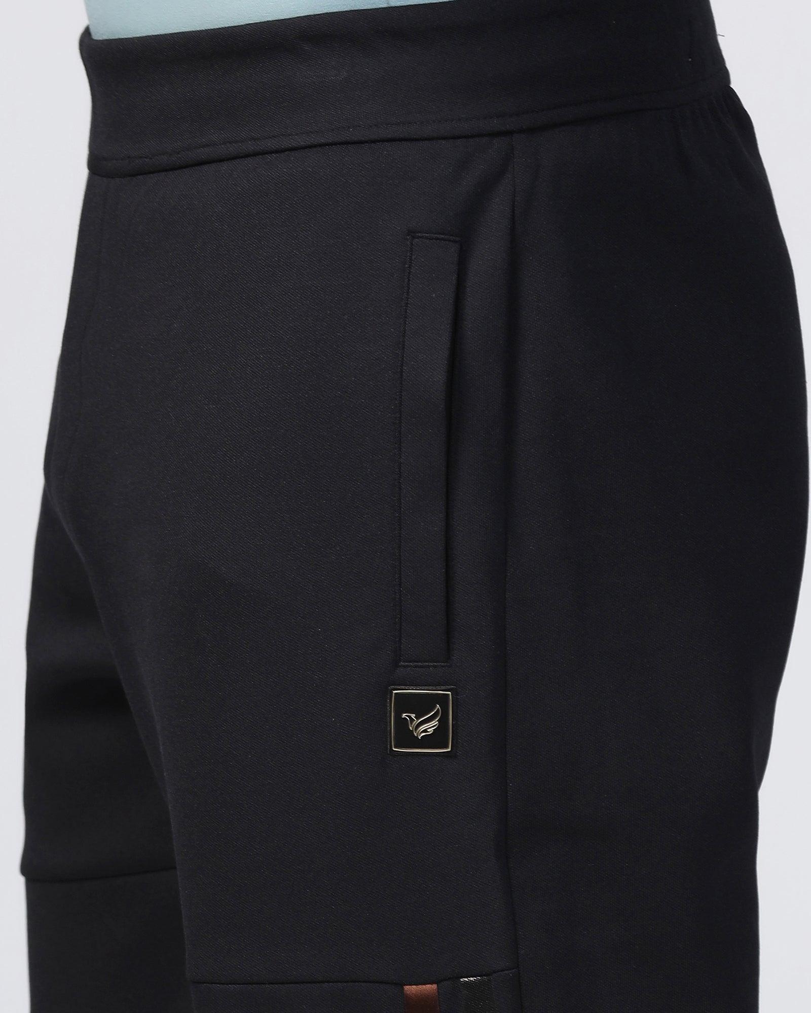 Casual Black Solid Jogger - Boss