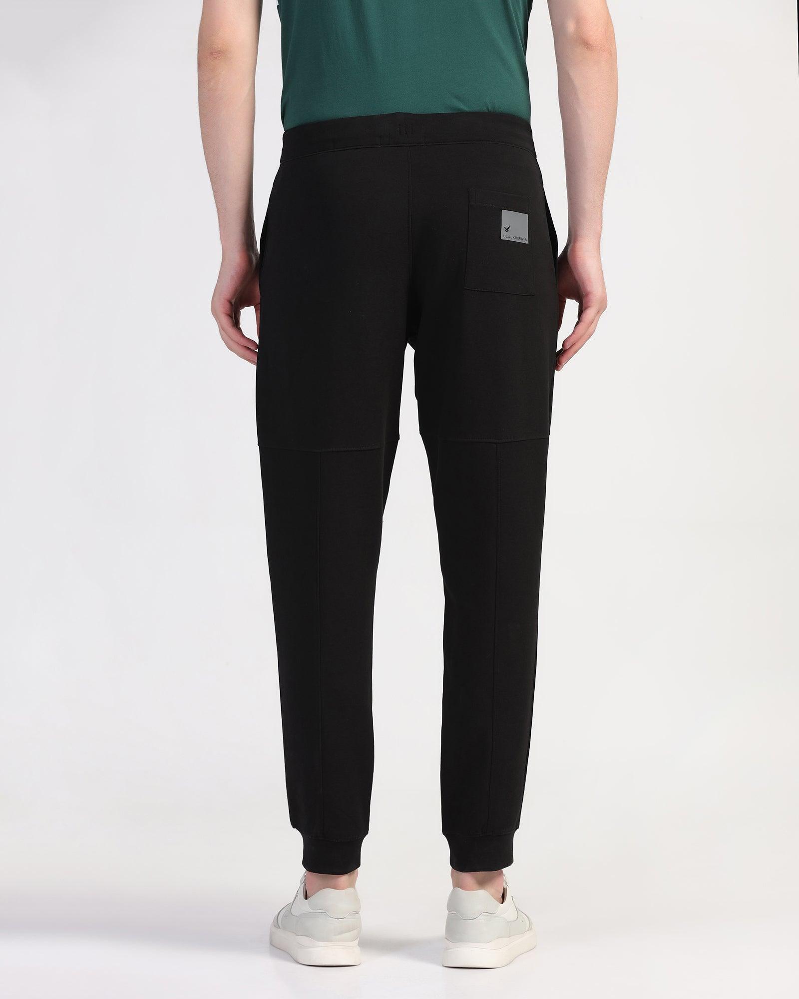 Casual Black Solid Jogger - Jean - Blackberrys