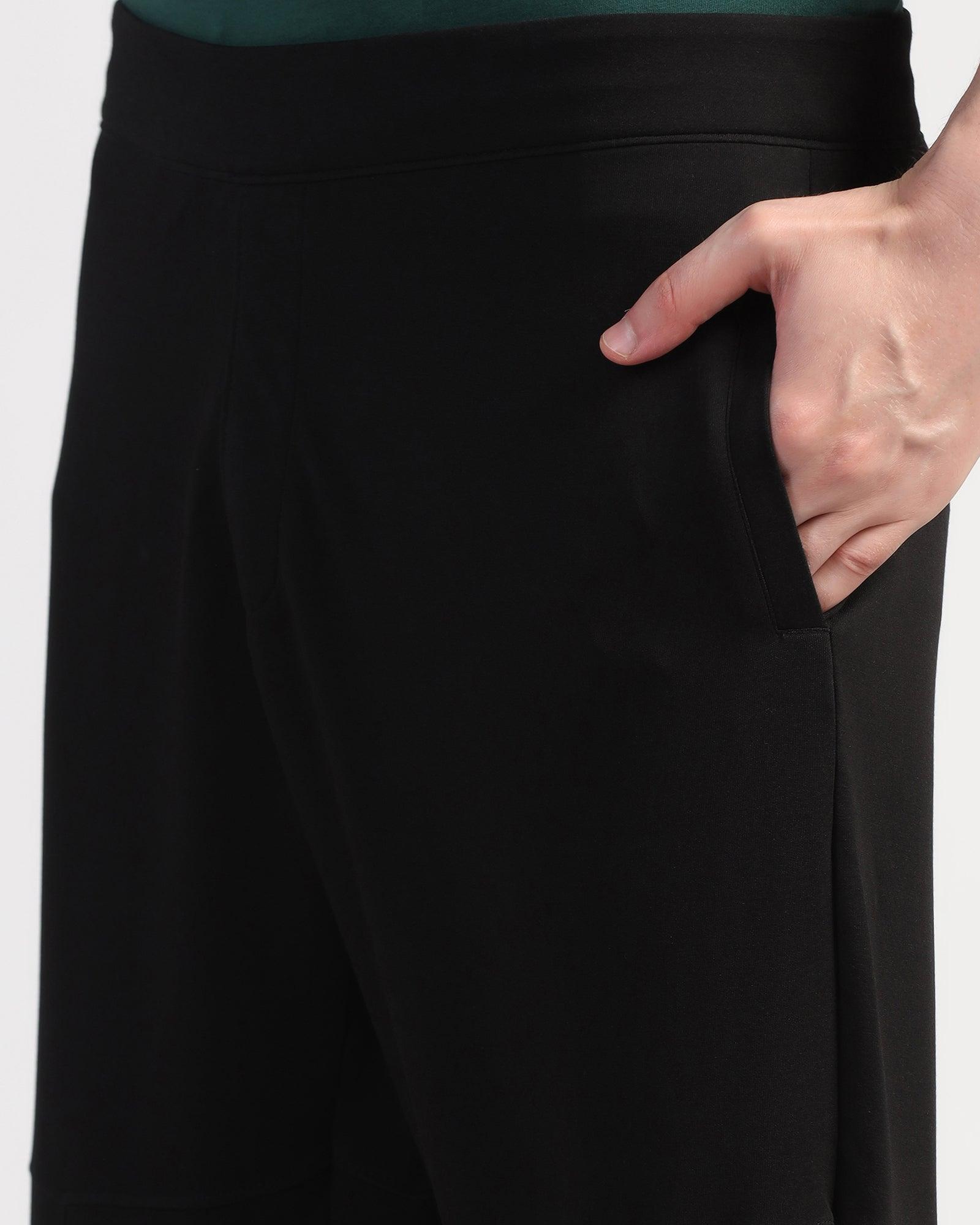 Casual Black Solid Jogger - Jean - Blackberrys