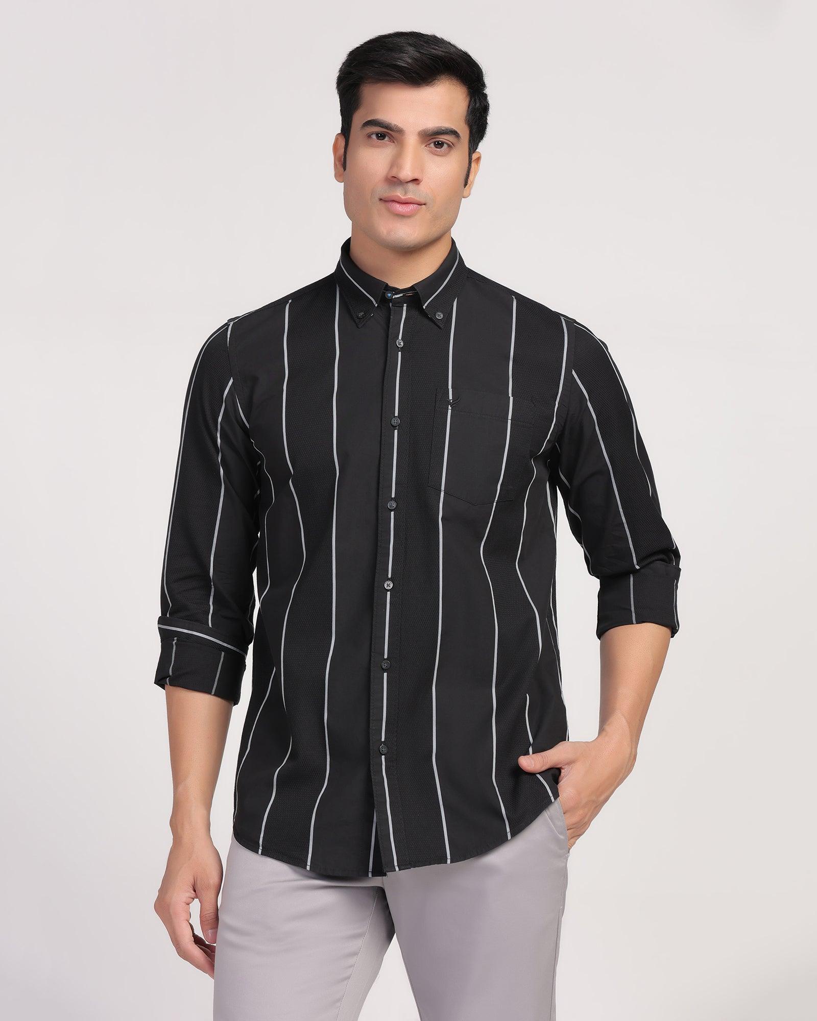 Casual Black Stripe Shirt - Dustin - Blackberrys