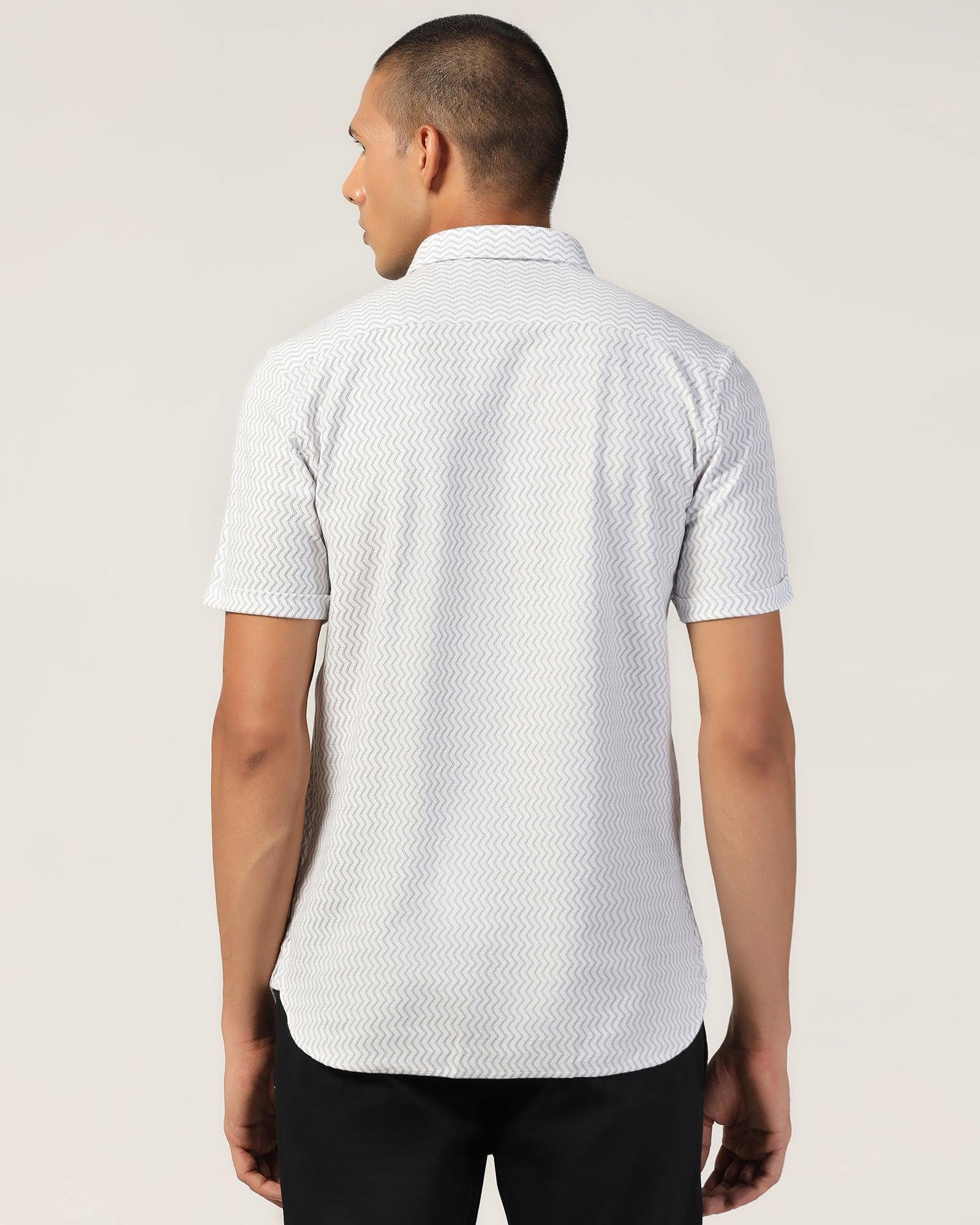 Casual Half Sleeve Black Jacquard Shirt - Shaolin