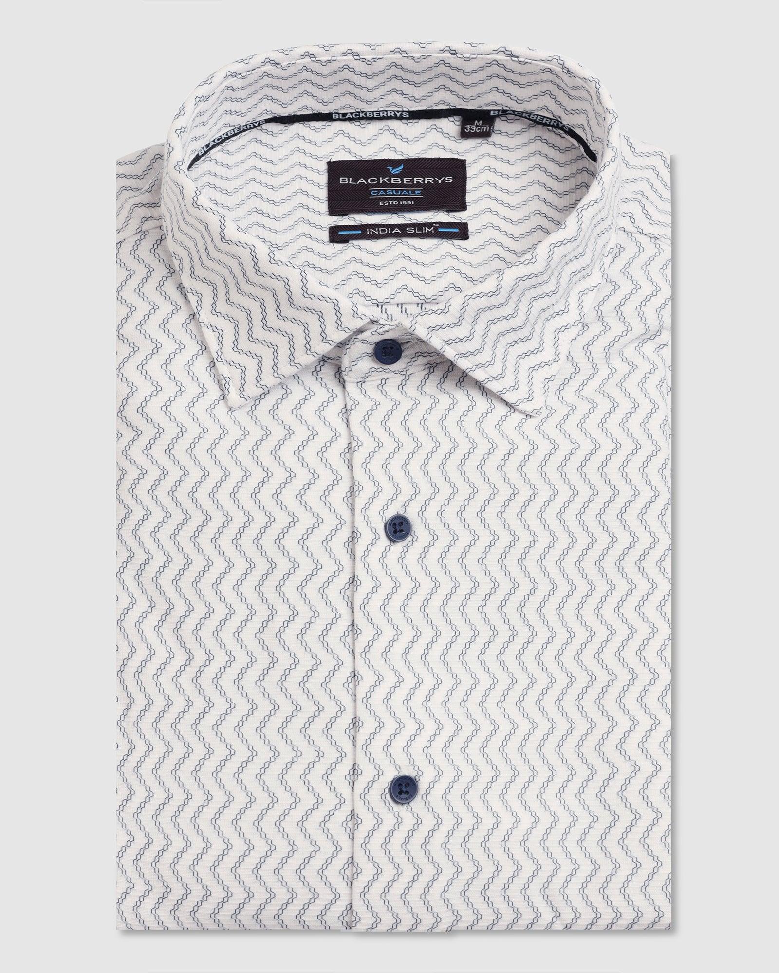 Casual Half Sleeve Black Jacquard Shirt - Shaolin