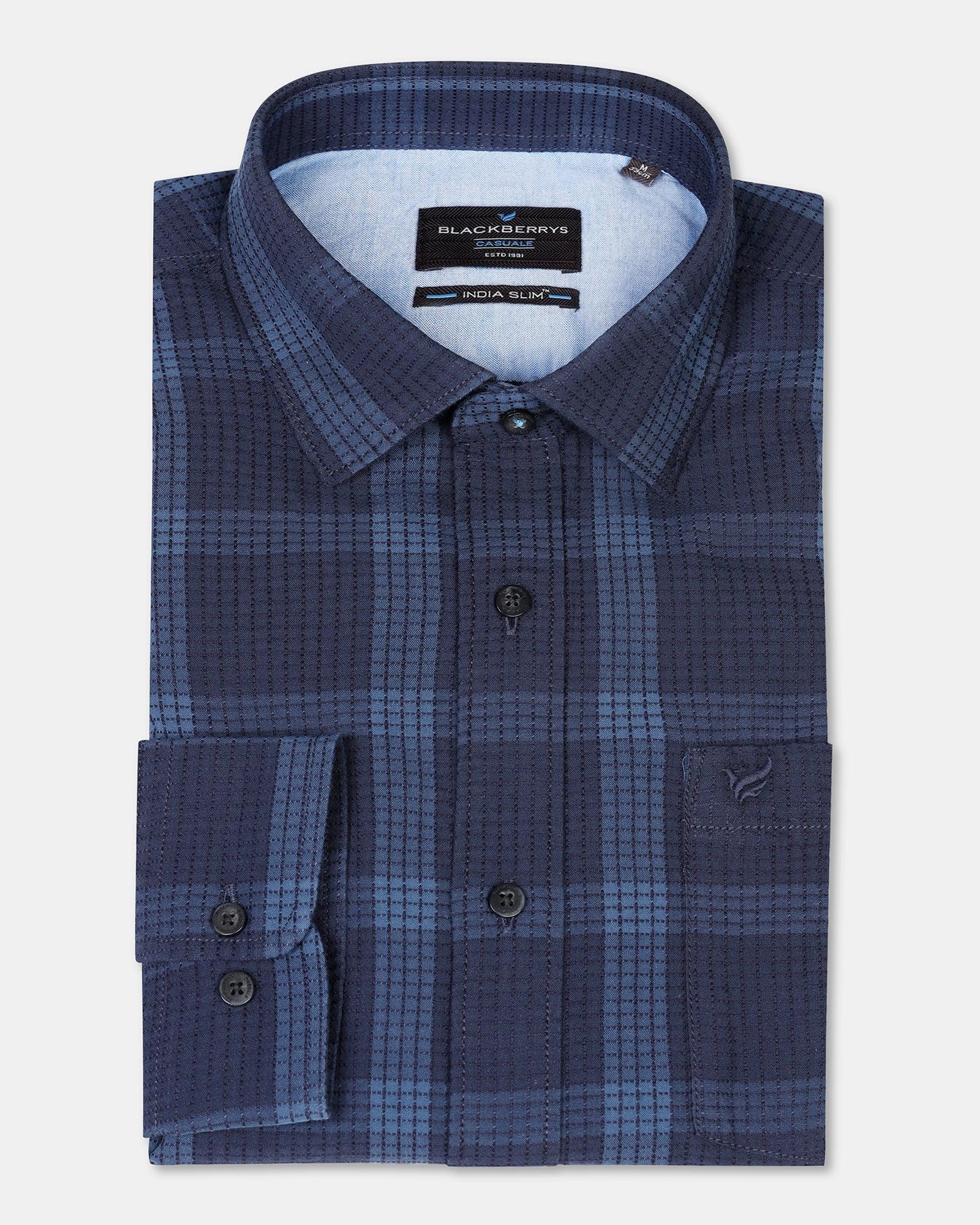 Casual Blue Check Shirt - Audrey - Blackberrys