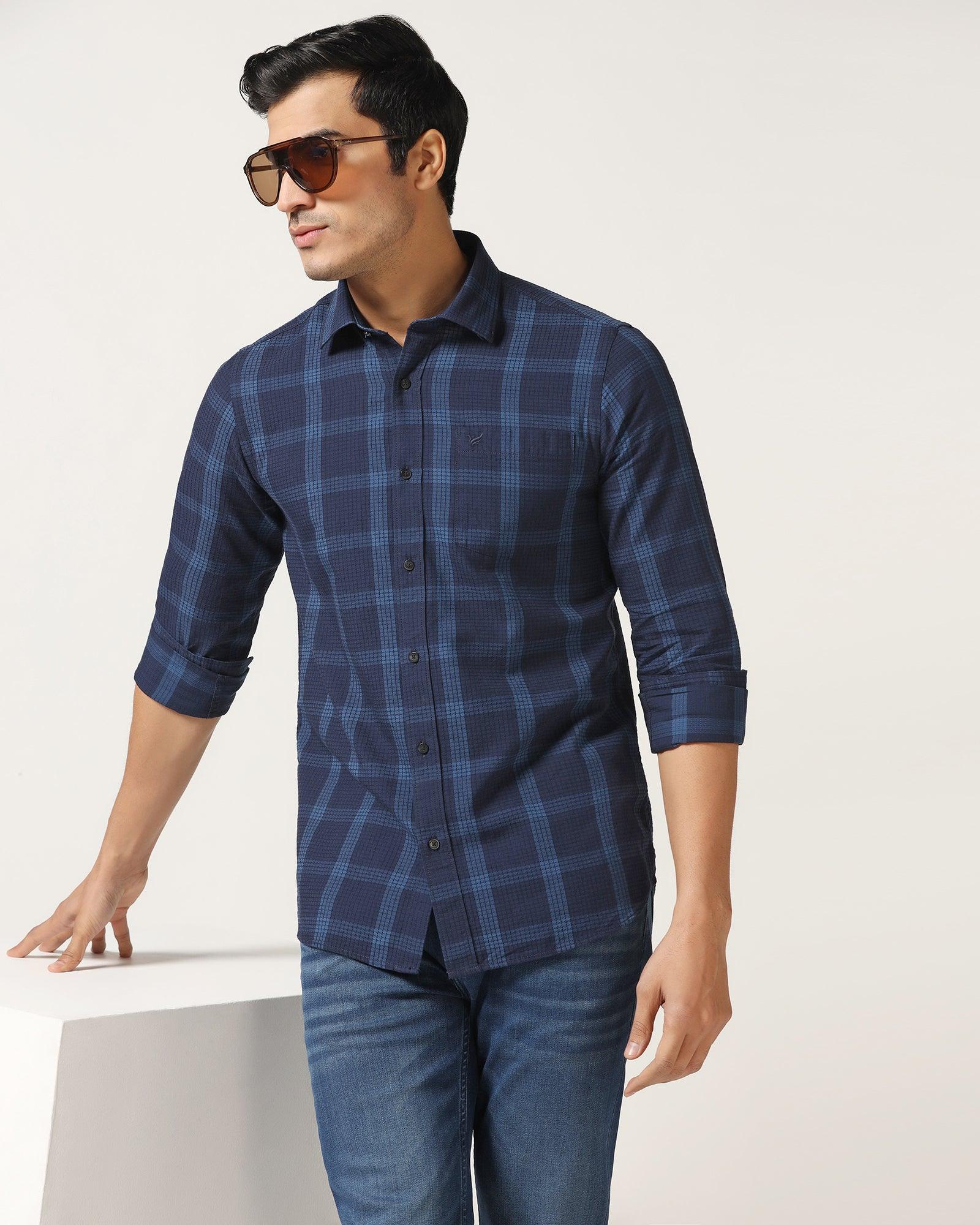 Casual Blue Check Shirt - Audrey - Blackberrys