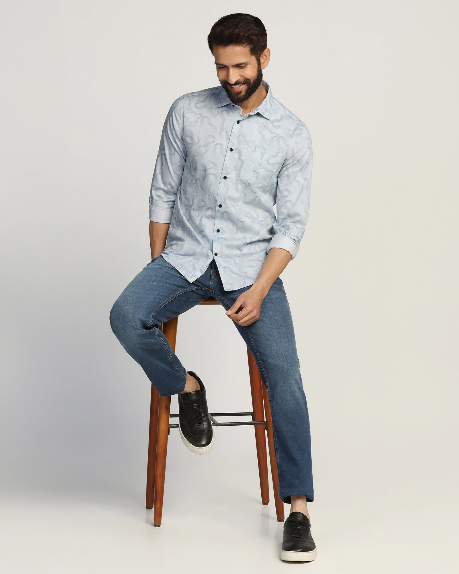 Casual Blue Printed Shirt - Heath