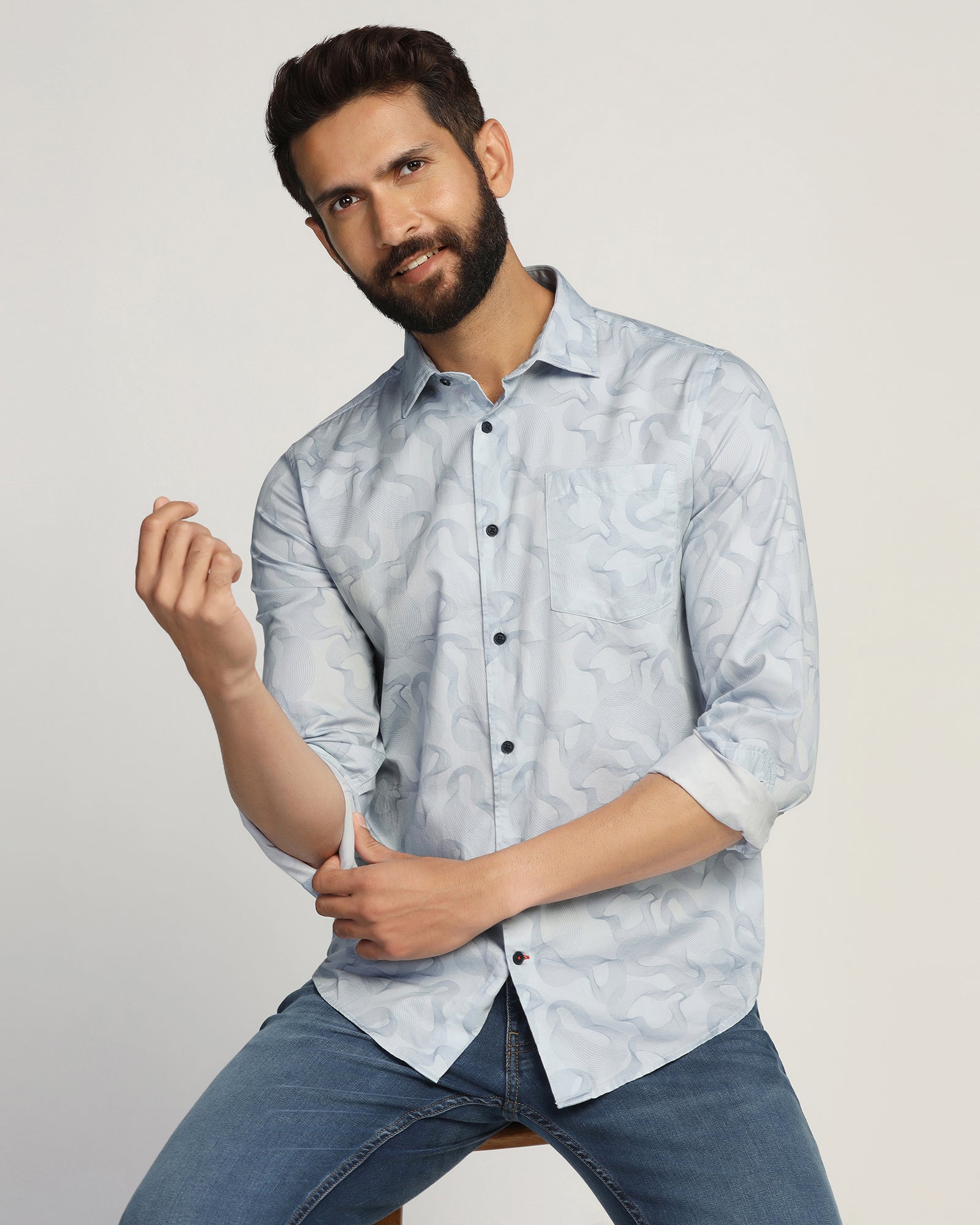 Casual Blue Printed Shirt - Heath