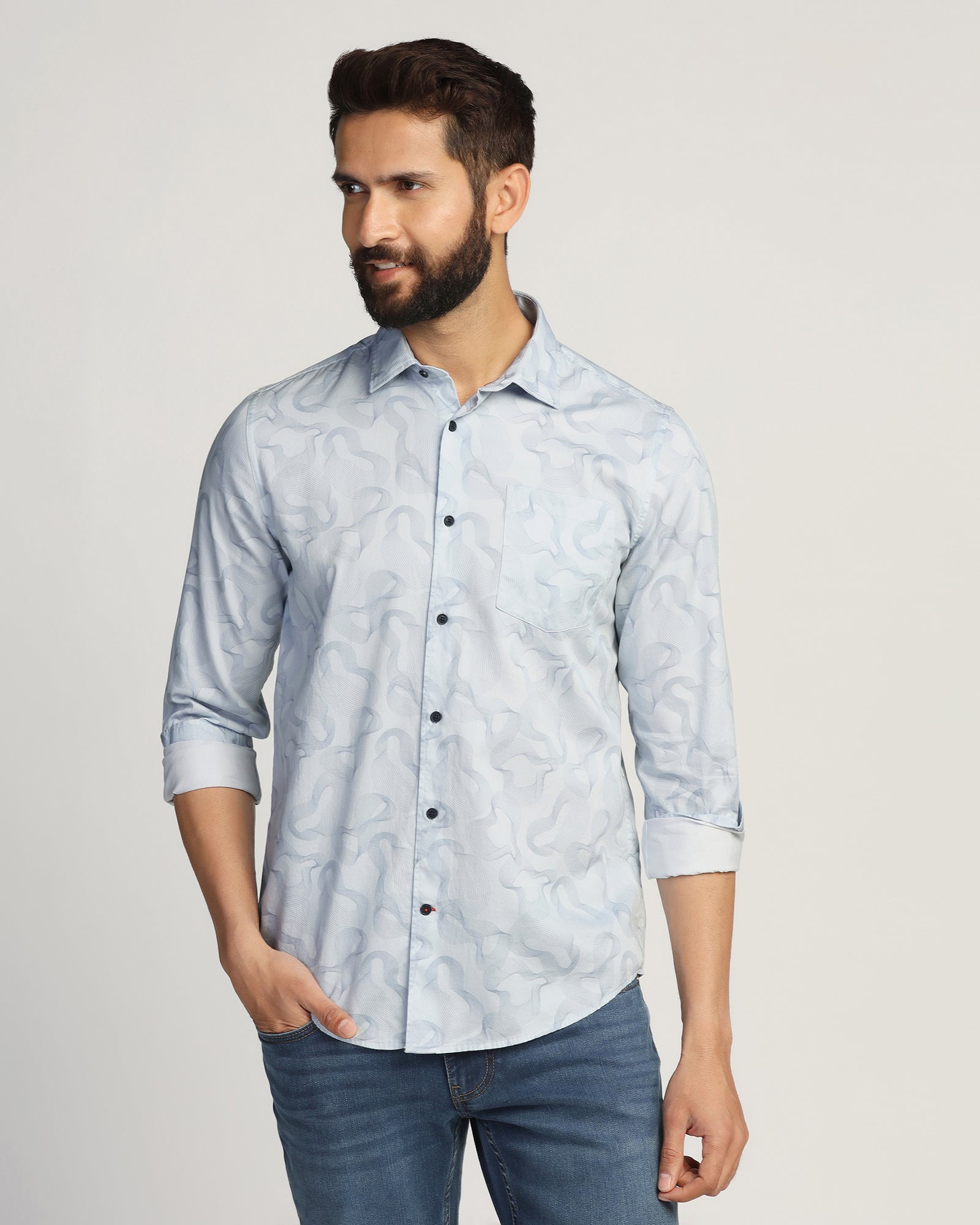 Casual Blue Printed Shirt - Heath