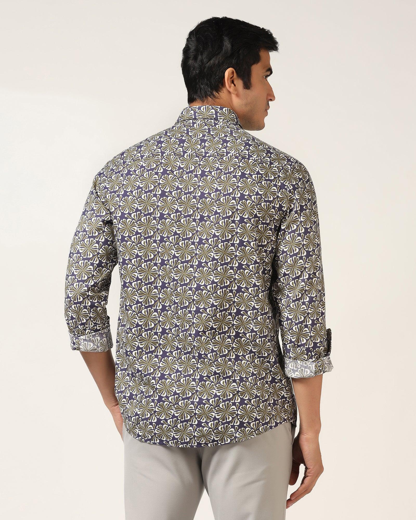 Casual Blue Printed Shirt - Melon - Blackberrys