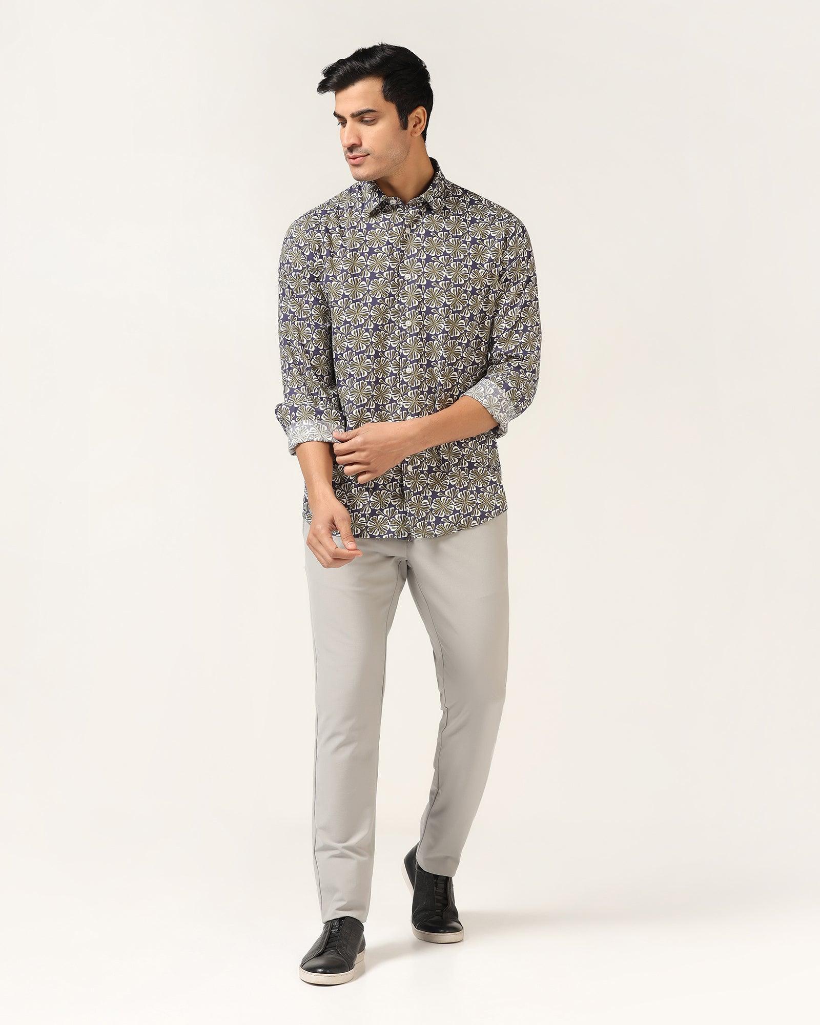 Casual Blue Printed Shirt - Melon - Blackberrys