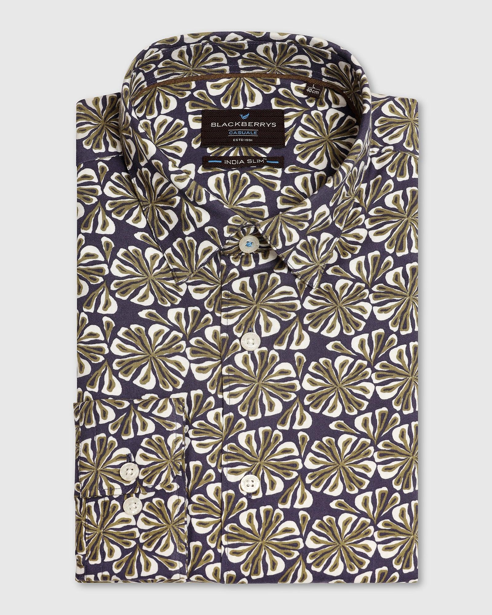 Casual Blue Printed Shirt - Melon - Blackberrys