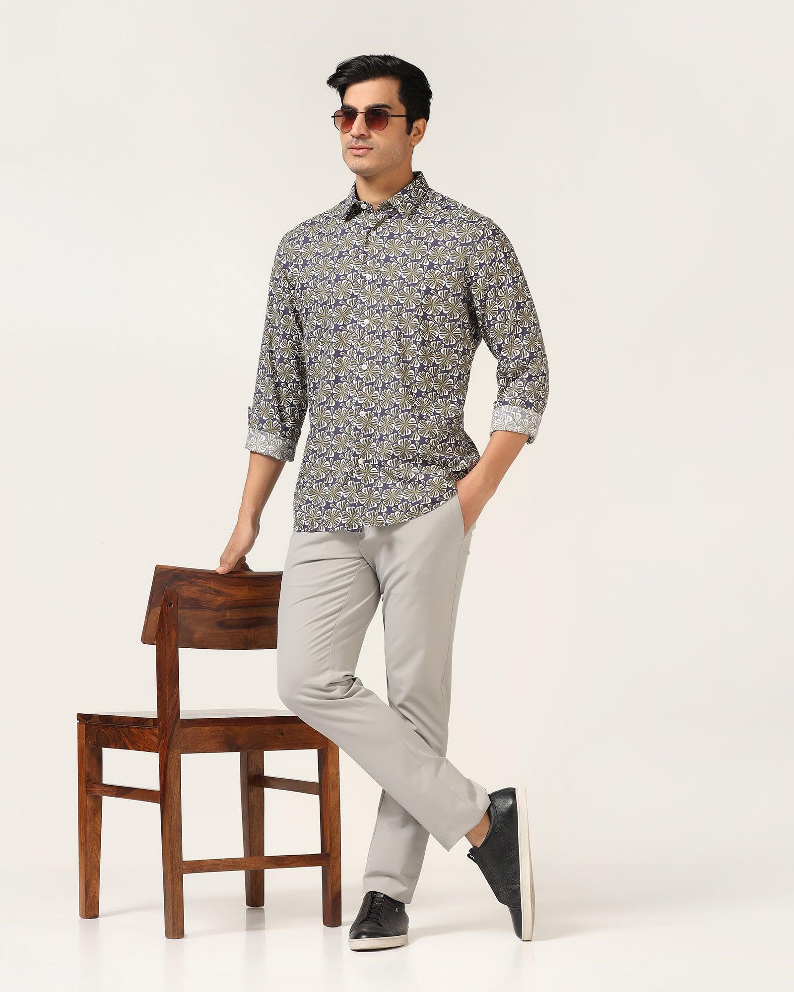 Casual Blue Printed Shirt - Melon - Blackberrys