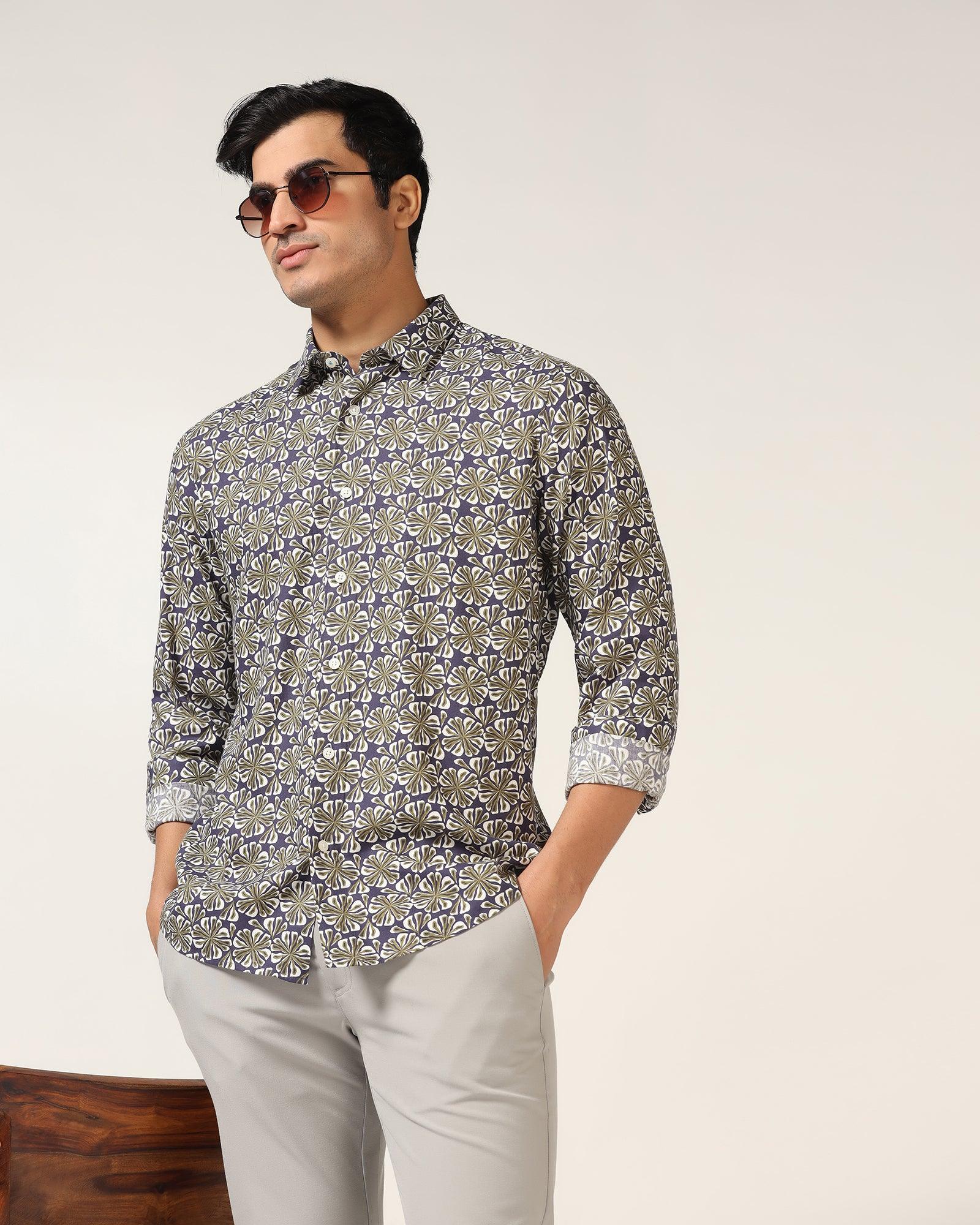 Casual Blue Printed Shirt - Melon - Blackberrys