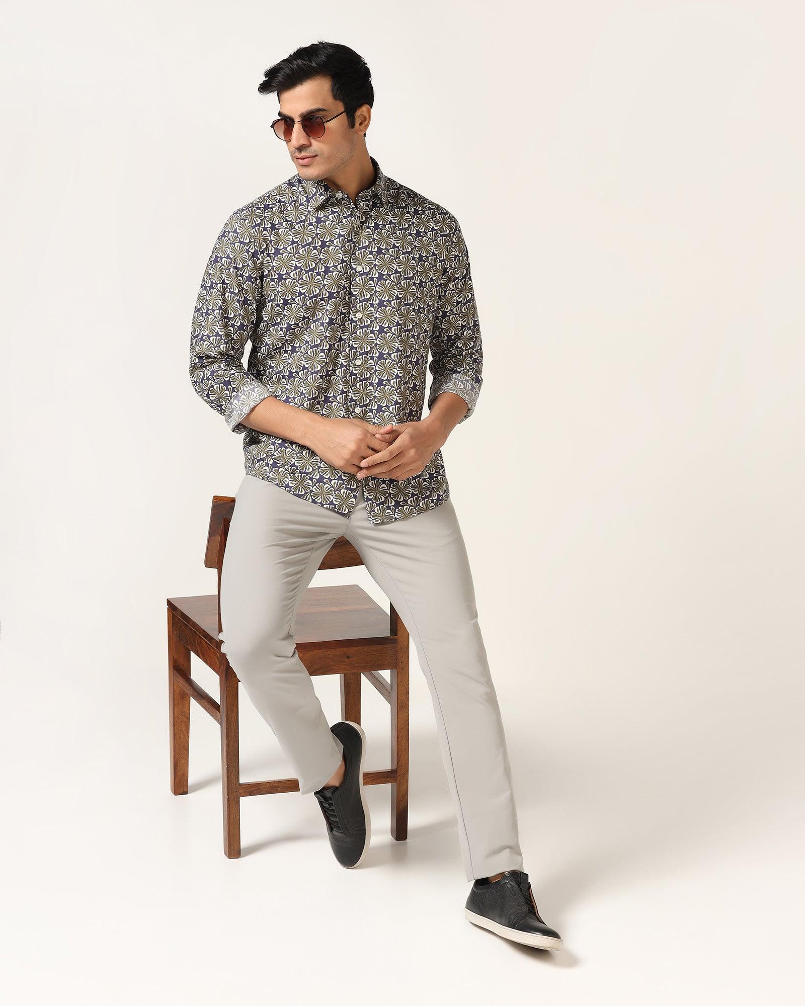 Casual Blue Printed Shirt - Melon - Blackberrys