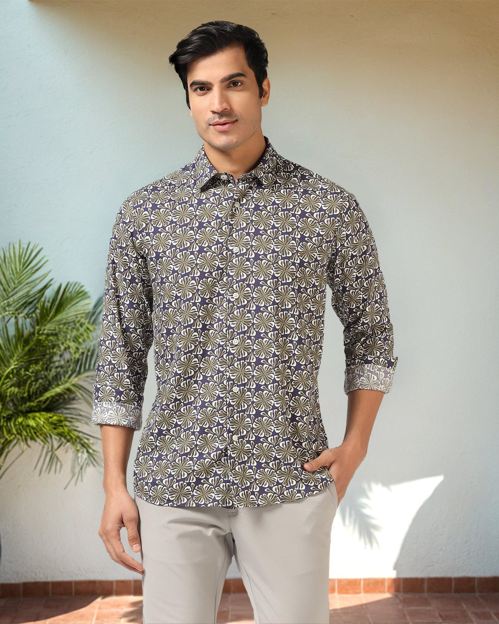 Casual Blue Printed Shirt - Melon
