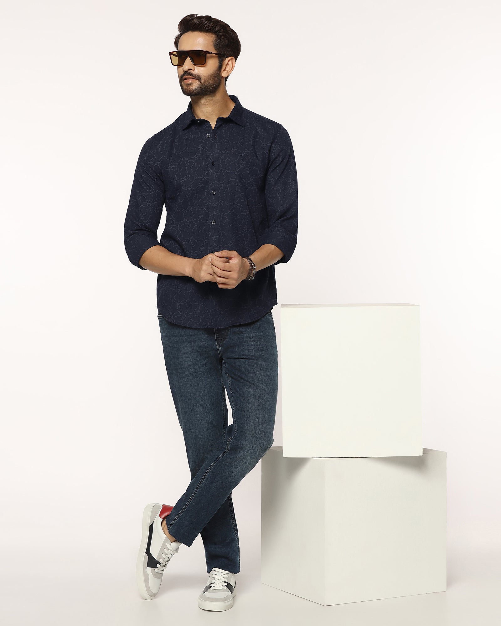 Casual Blue Printed Shirt - Mercer