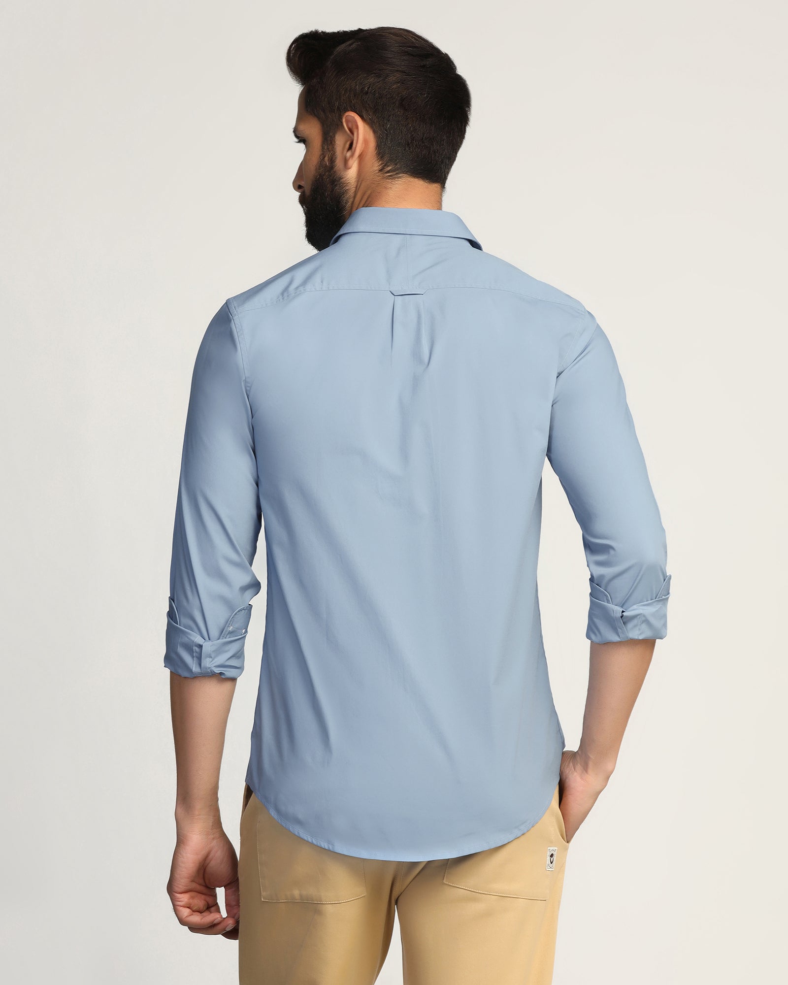 Casual Blue Solid Shirt - Lujo