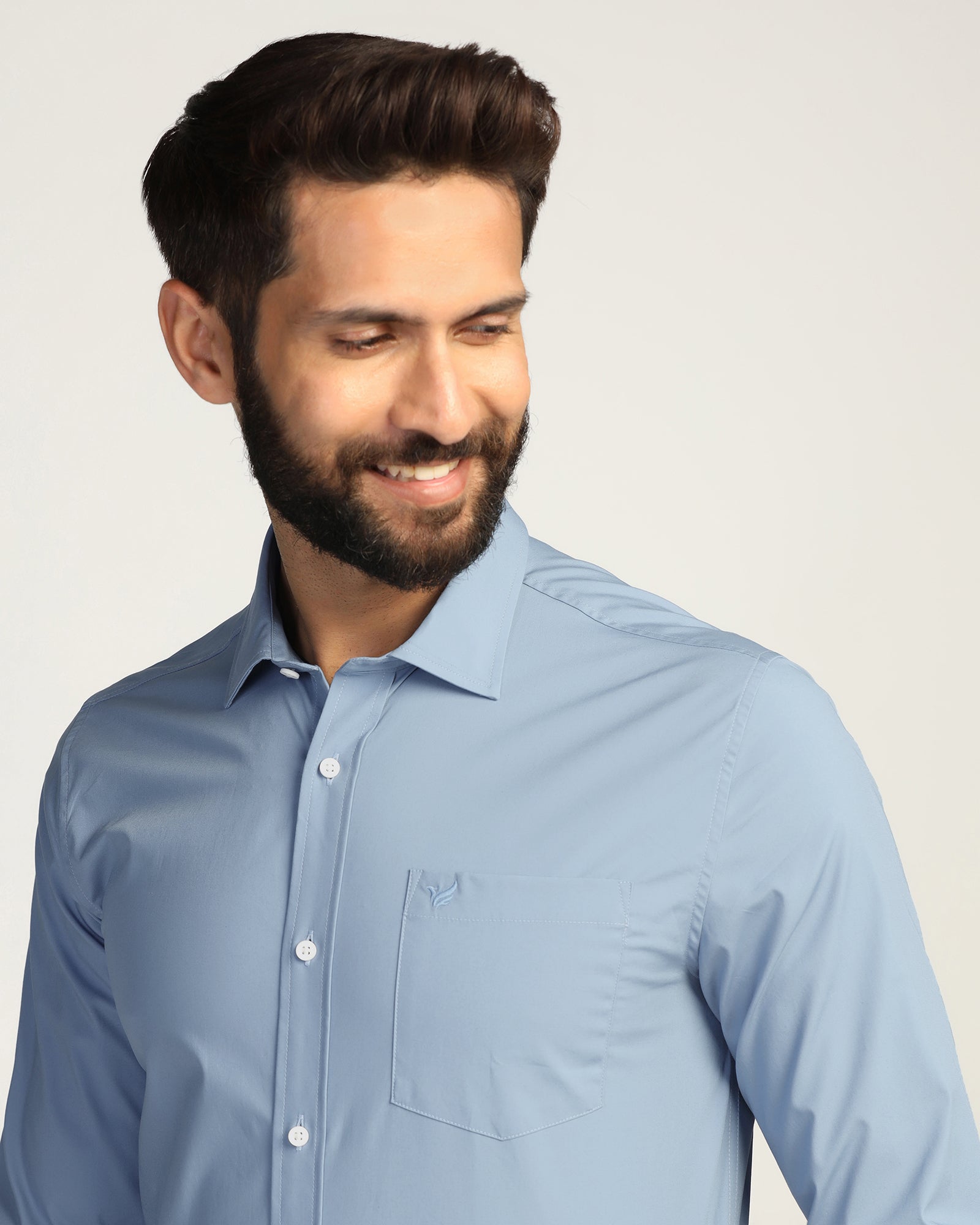 Casual Blue Solid Shirt - Lujo