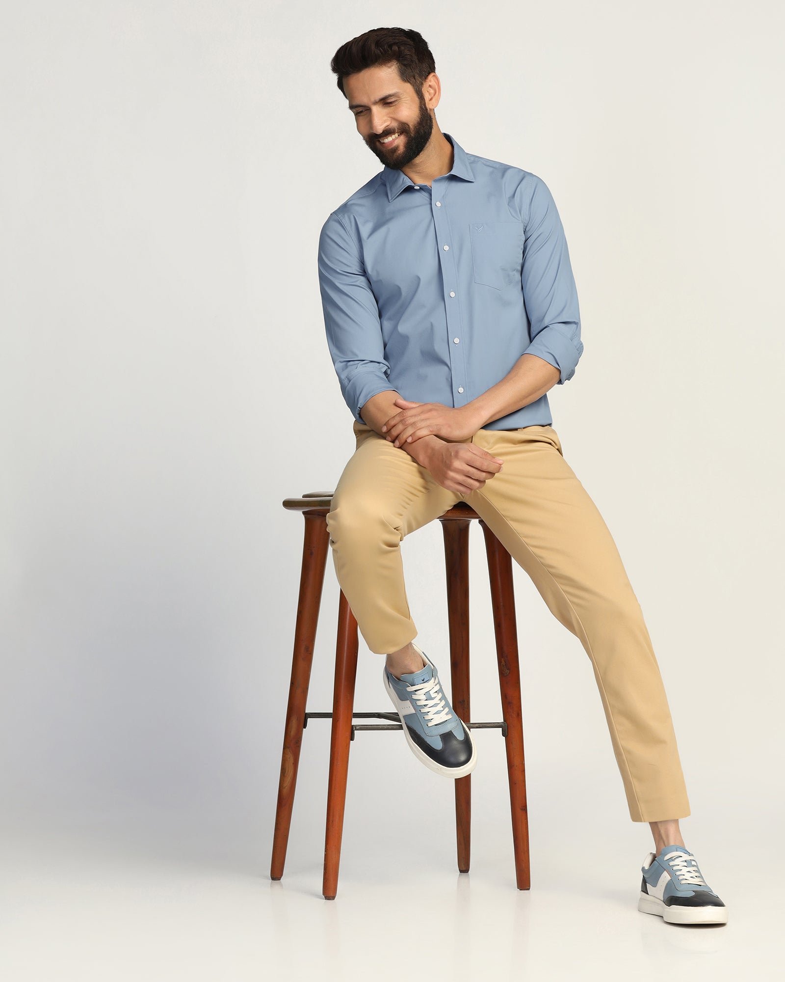 Casual Blue Solid Shirt - Lujo
