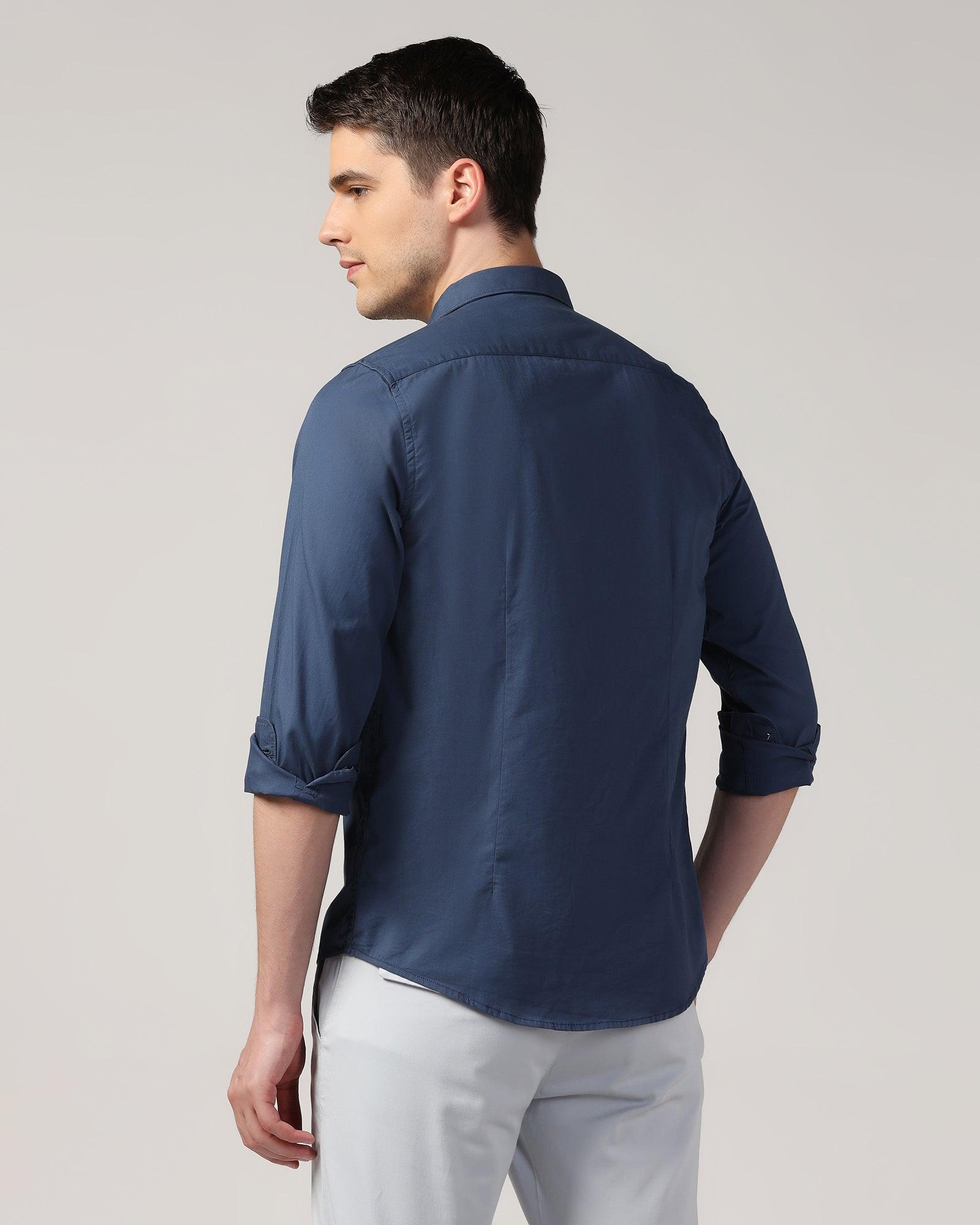 Casual Blue Solid Shirt - Mandy - Blackberrys