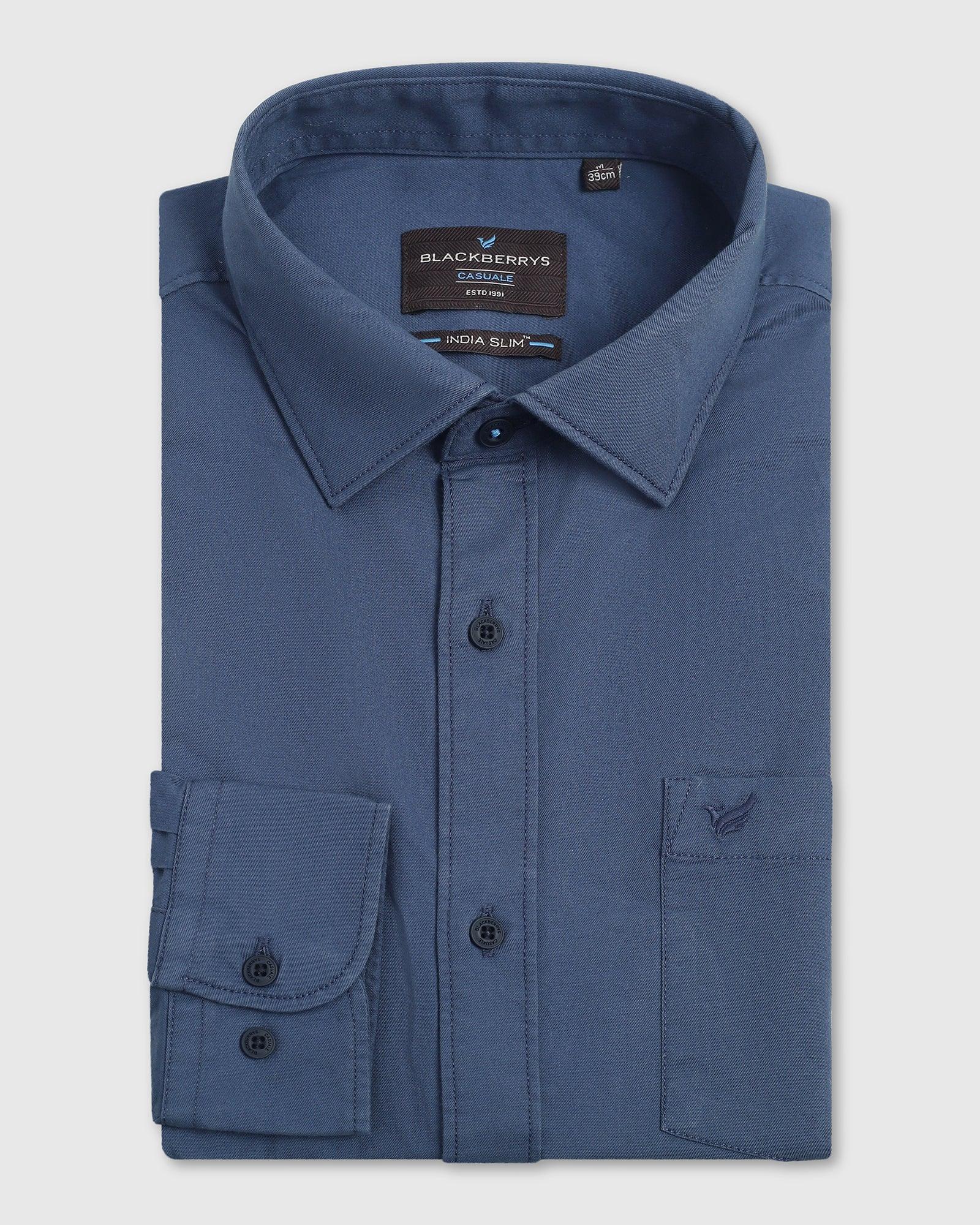 Casual Blue Solid Shirt - Mandy - Blackberrys