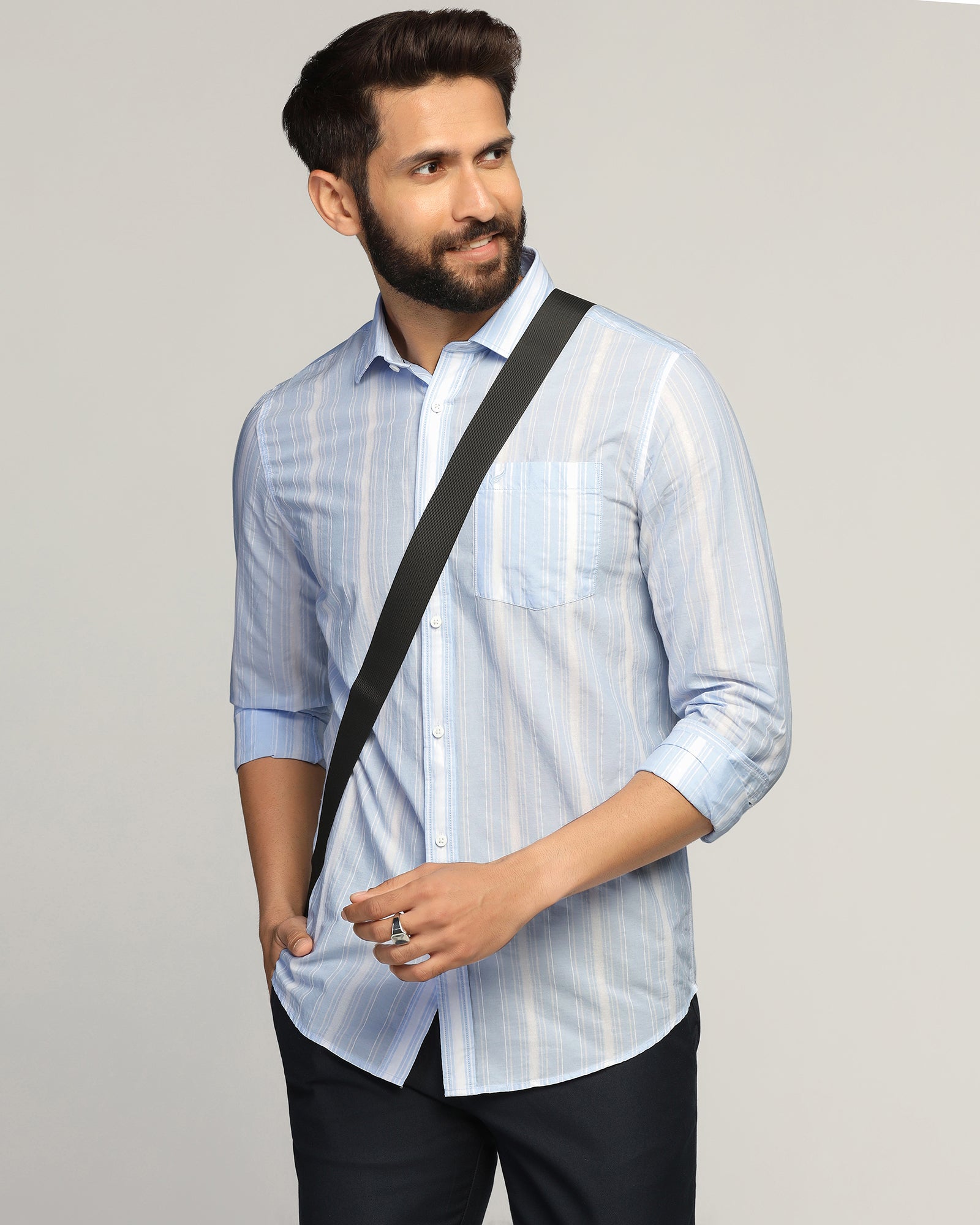 Casual Blue Stripe Shirt - Koben