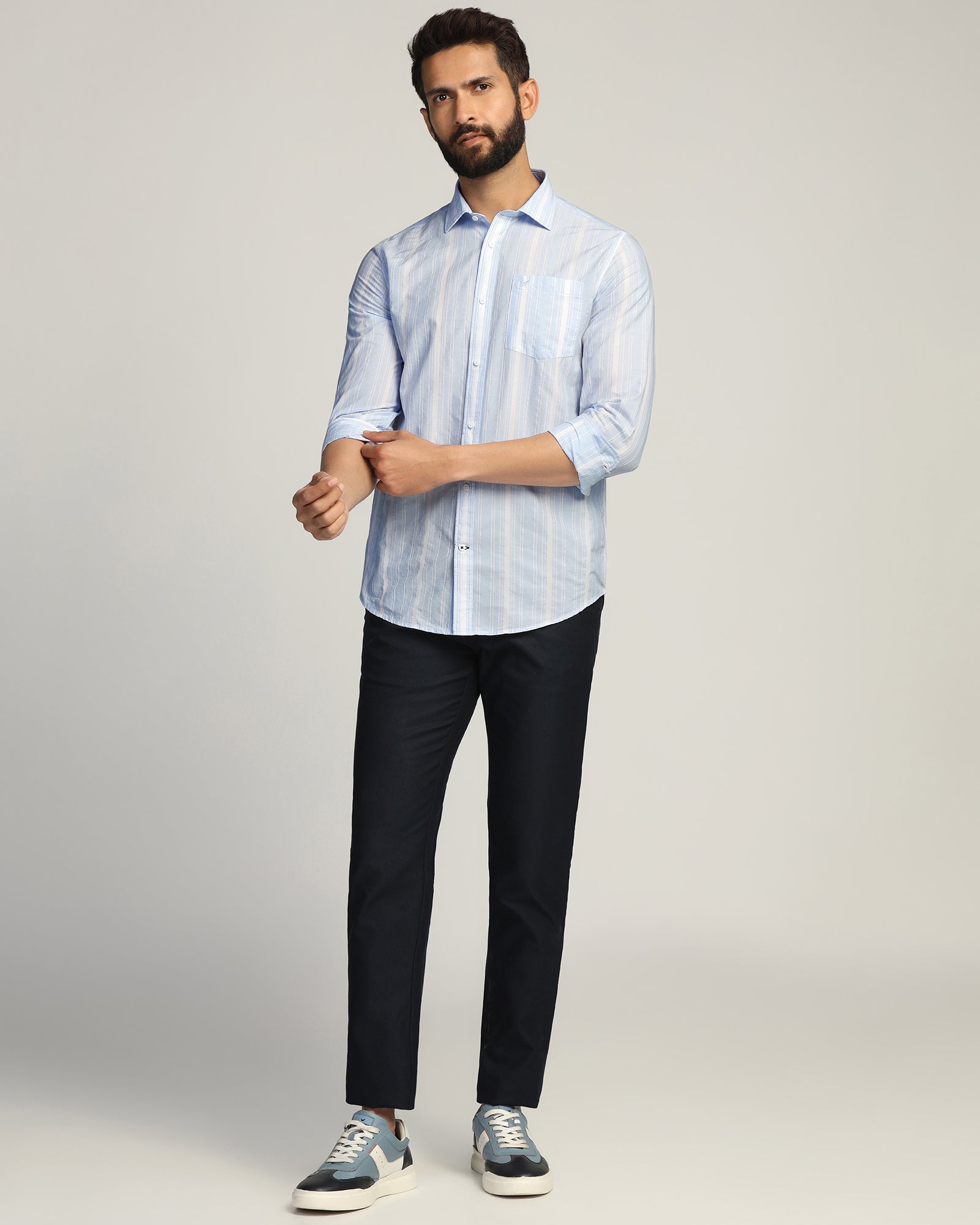Casual Blue Stripe Shirt - Koben