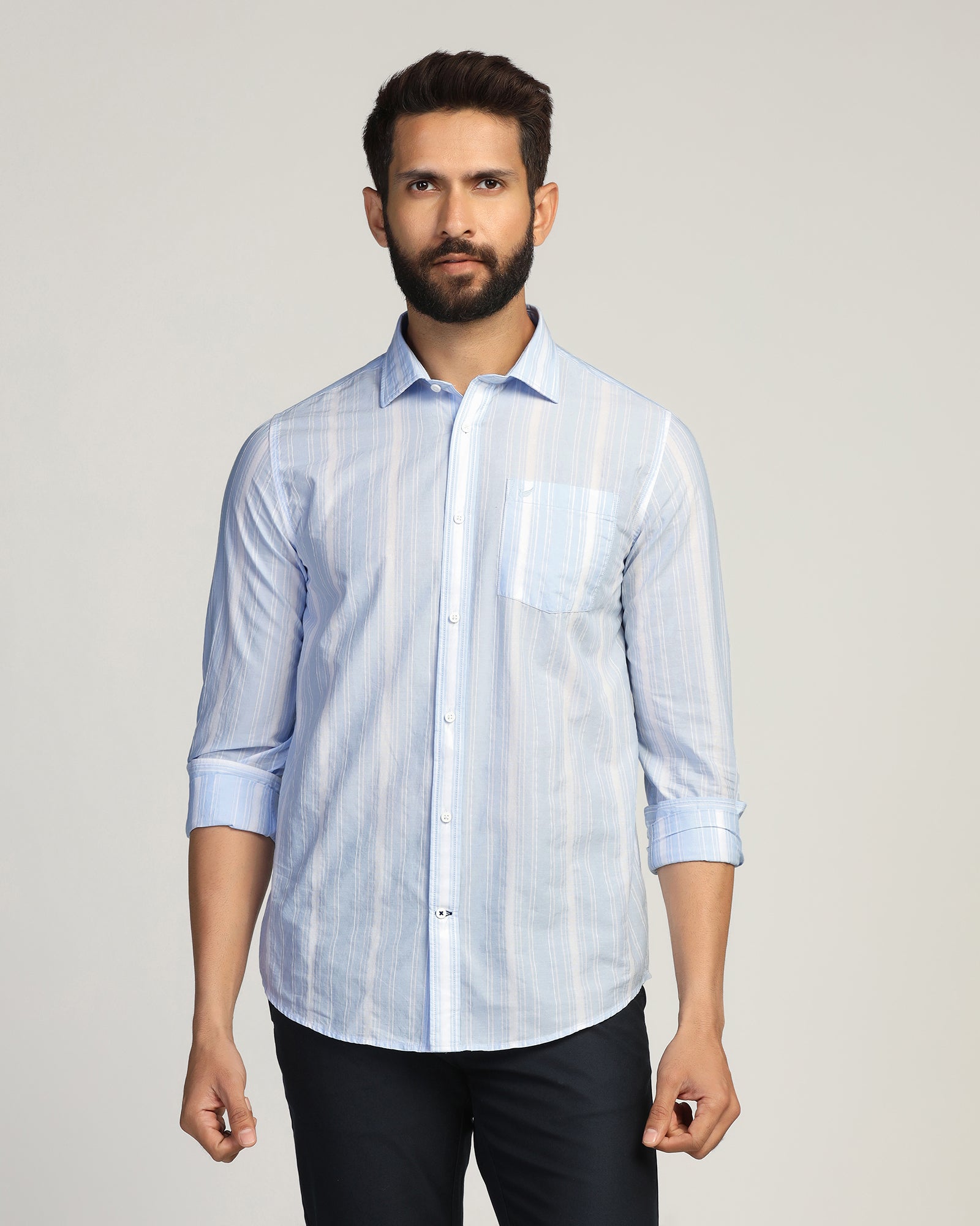 Casual Blue Stripe Shirt - Koben
