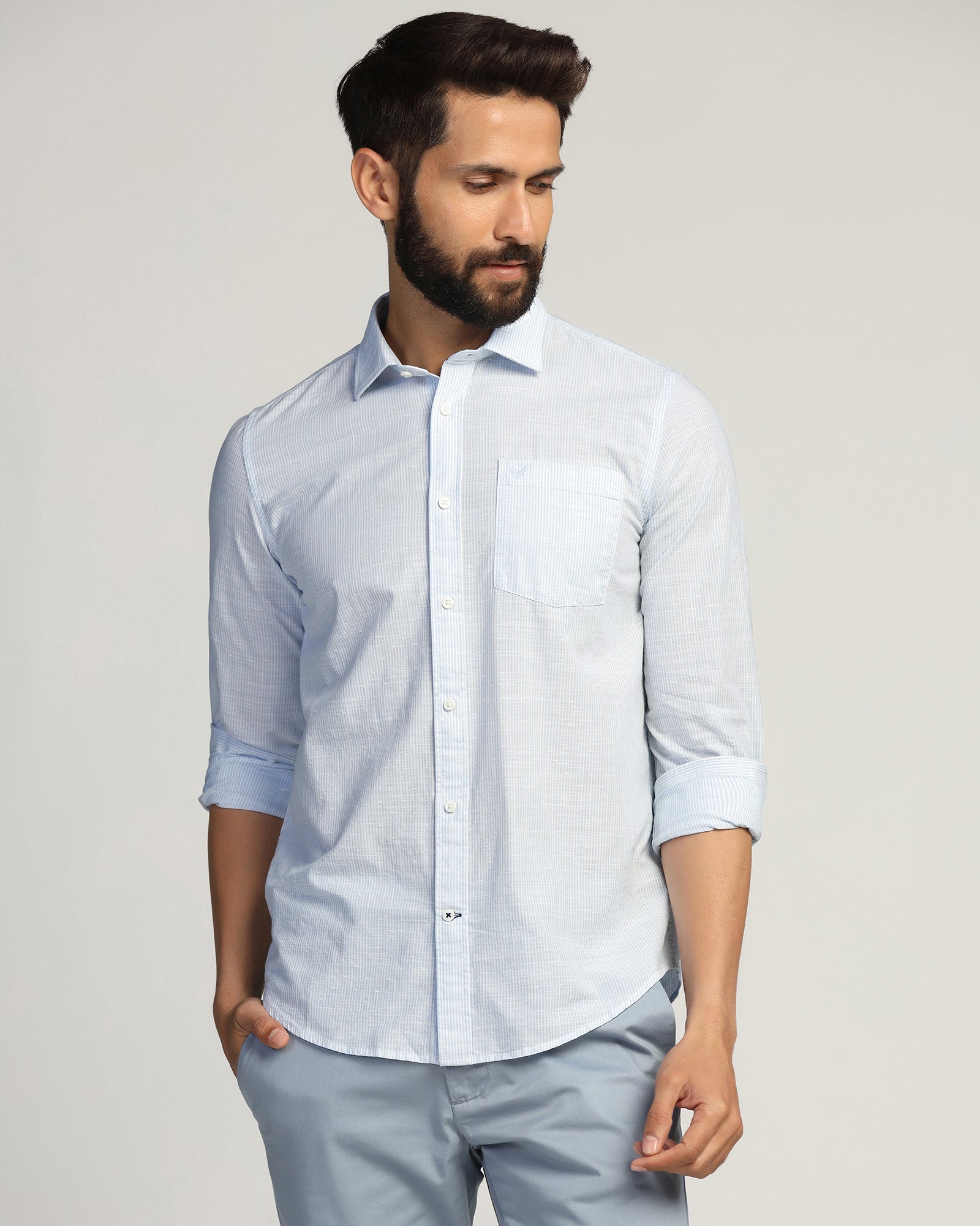 Casual Blue Stripe Shirt - Marven