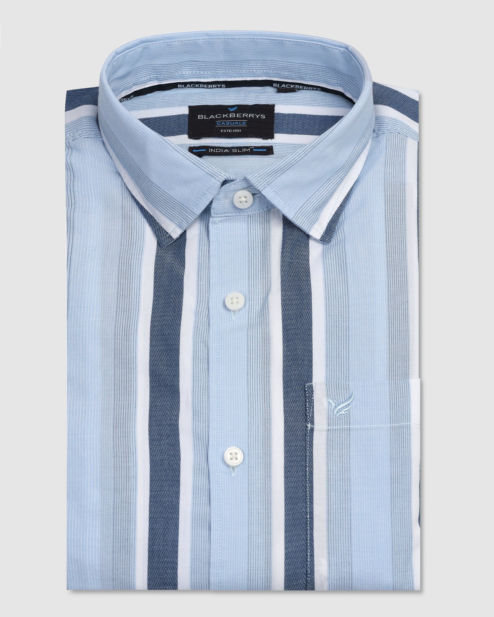 Casual Blue Stripe Shirt - Montag